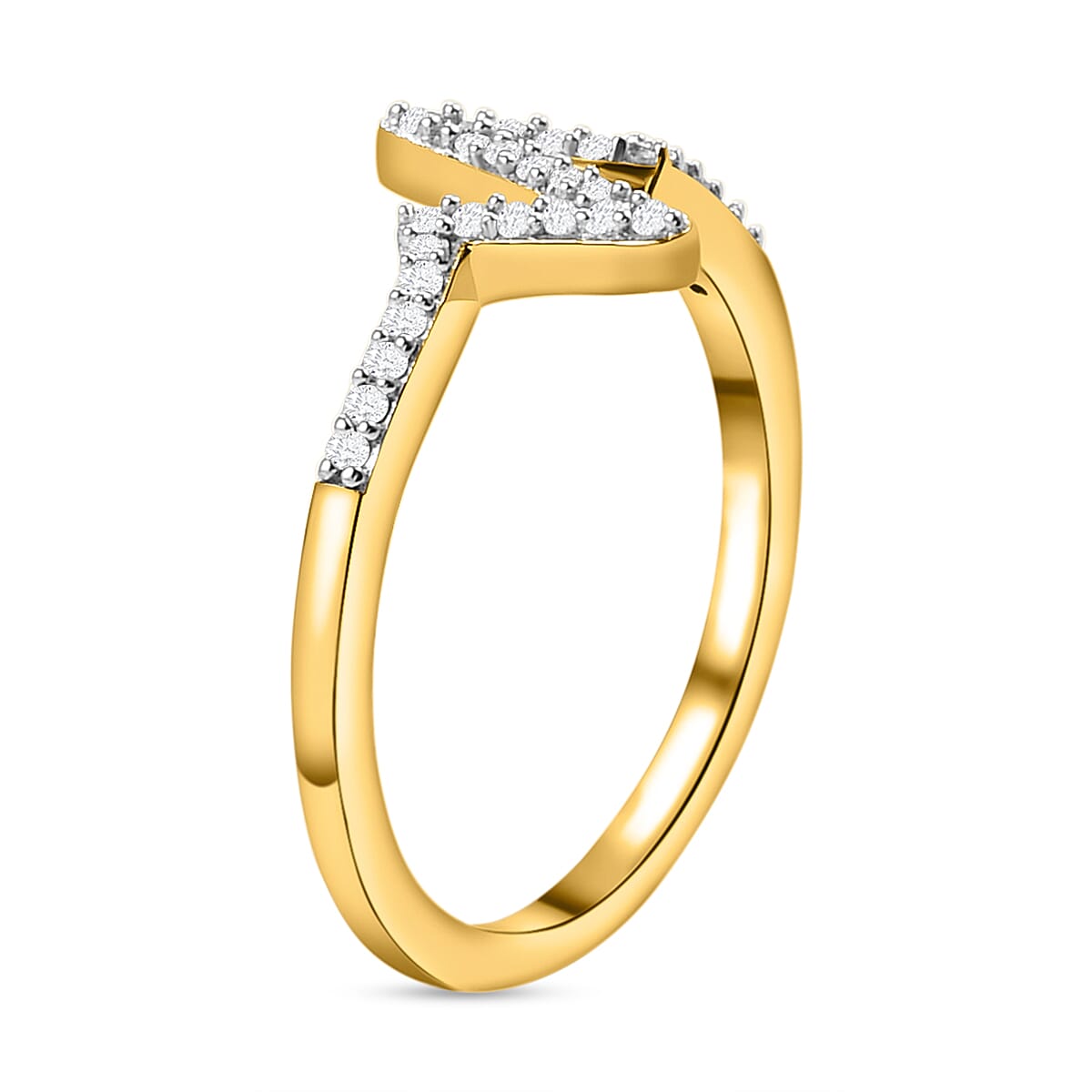 Bolt of Zeus Diamond Heartbeat Ring in Platinum Overlay Sterling Silver