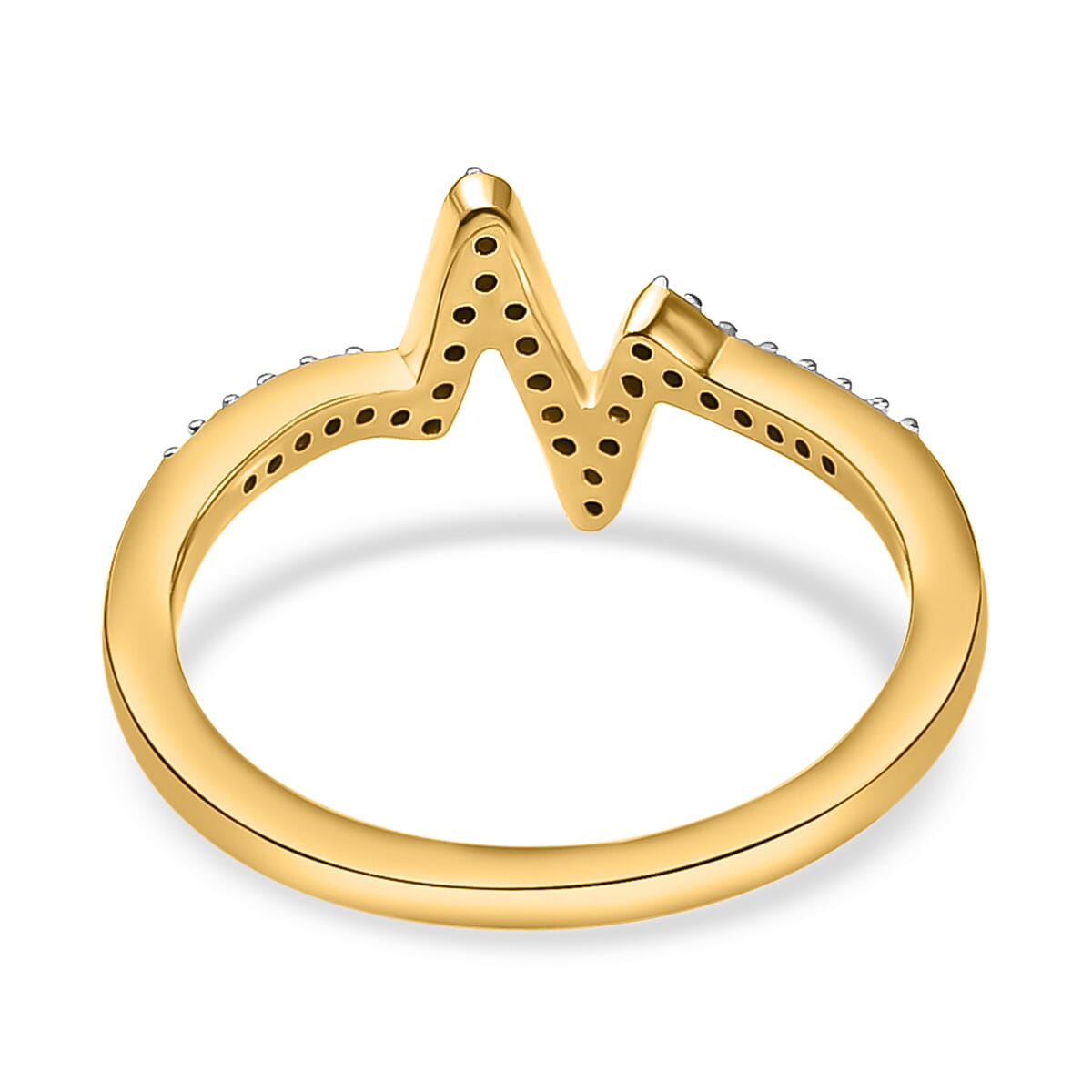 Bolt of Zeus Diamond Heartbeat Ring in Platinum Overlay Sterling Silver