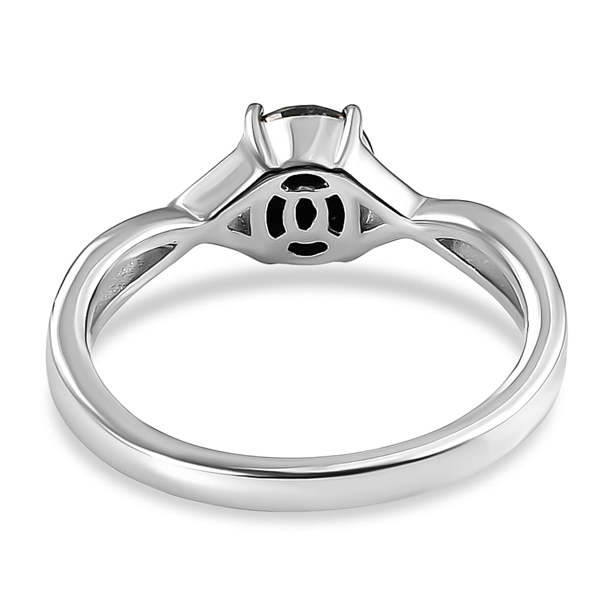 Black Diamond Solitaire Ring in Platinum Overlay Sterling Silver 1.00 Ct.