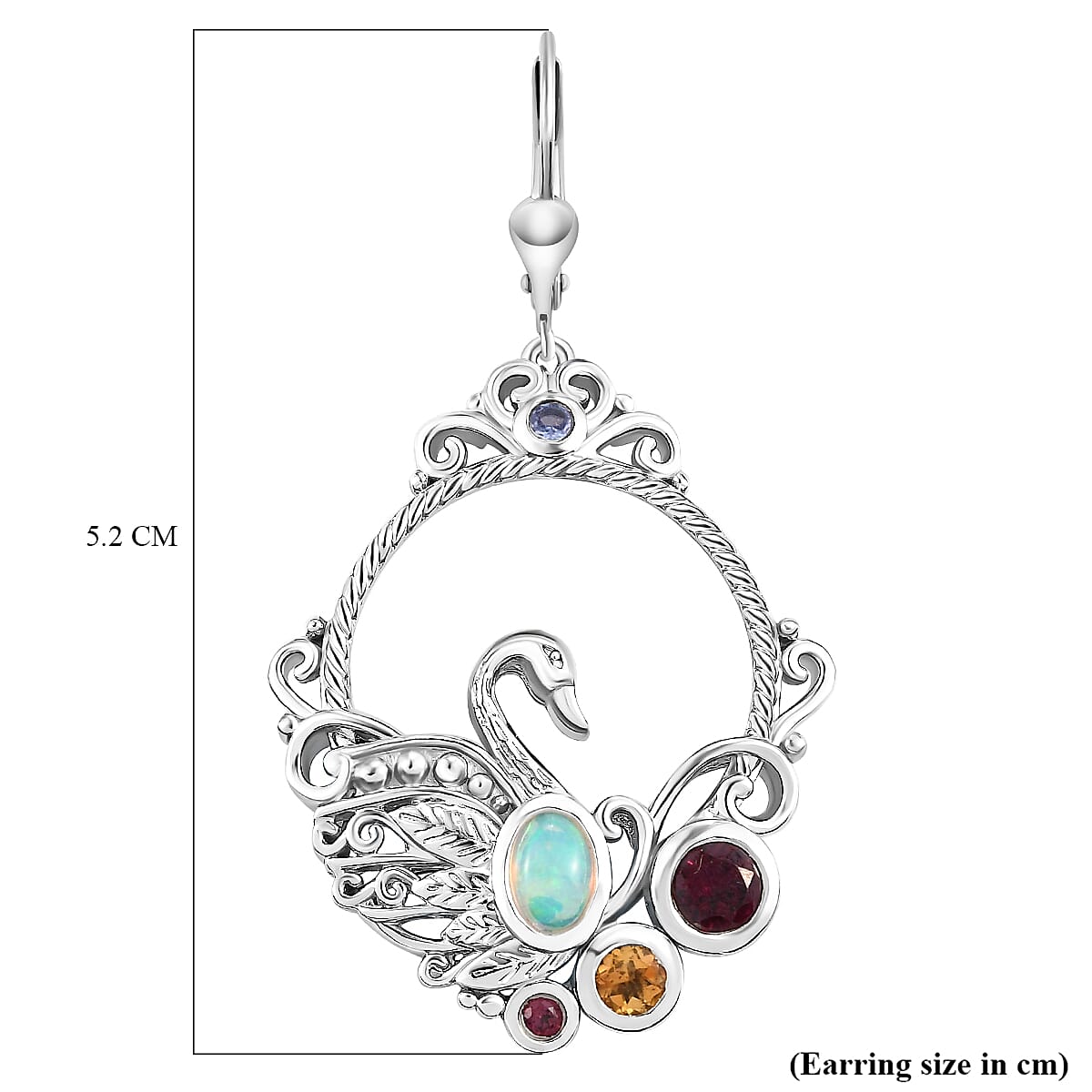 GP - Ethiopian Welo Opal and Multi Gemstones Dangling Lever Back Earrings in Platinum Overlay Sterling Silver 2.14 Ct, Silver Wt. 14.17 Gms