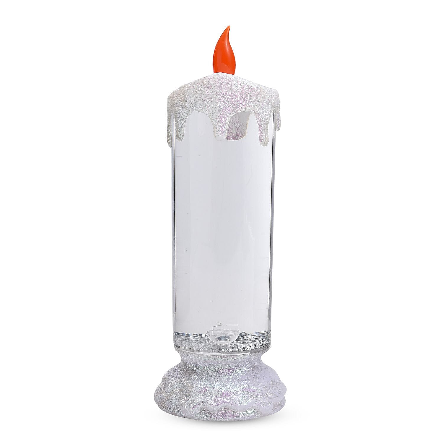 LED Glitter Flameless Candle with Moving Sprinkle Pattern with USB Cable or Requires 3AAA (not Included) - White
