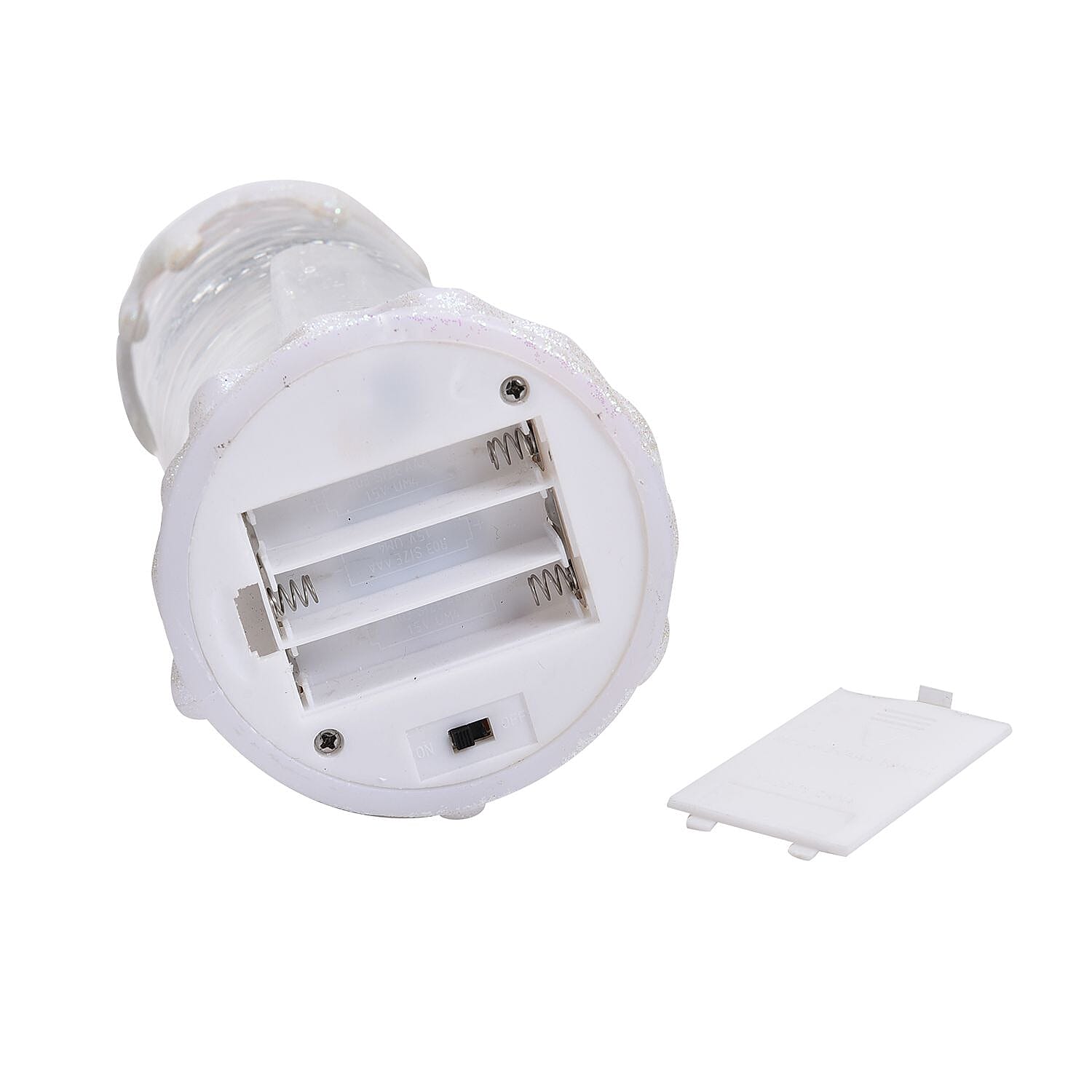 LED Glitter Flameless Candle with Moving Sprinkle Pattern with USB Cable or Requires 3AAA (not Included) - White