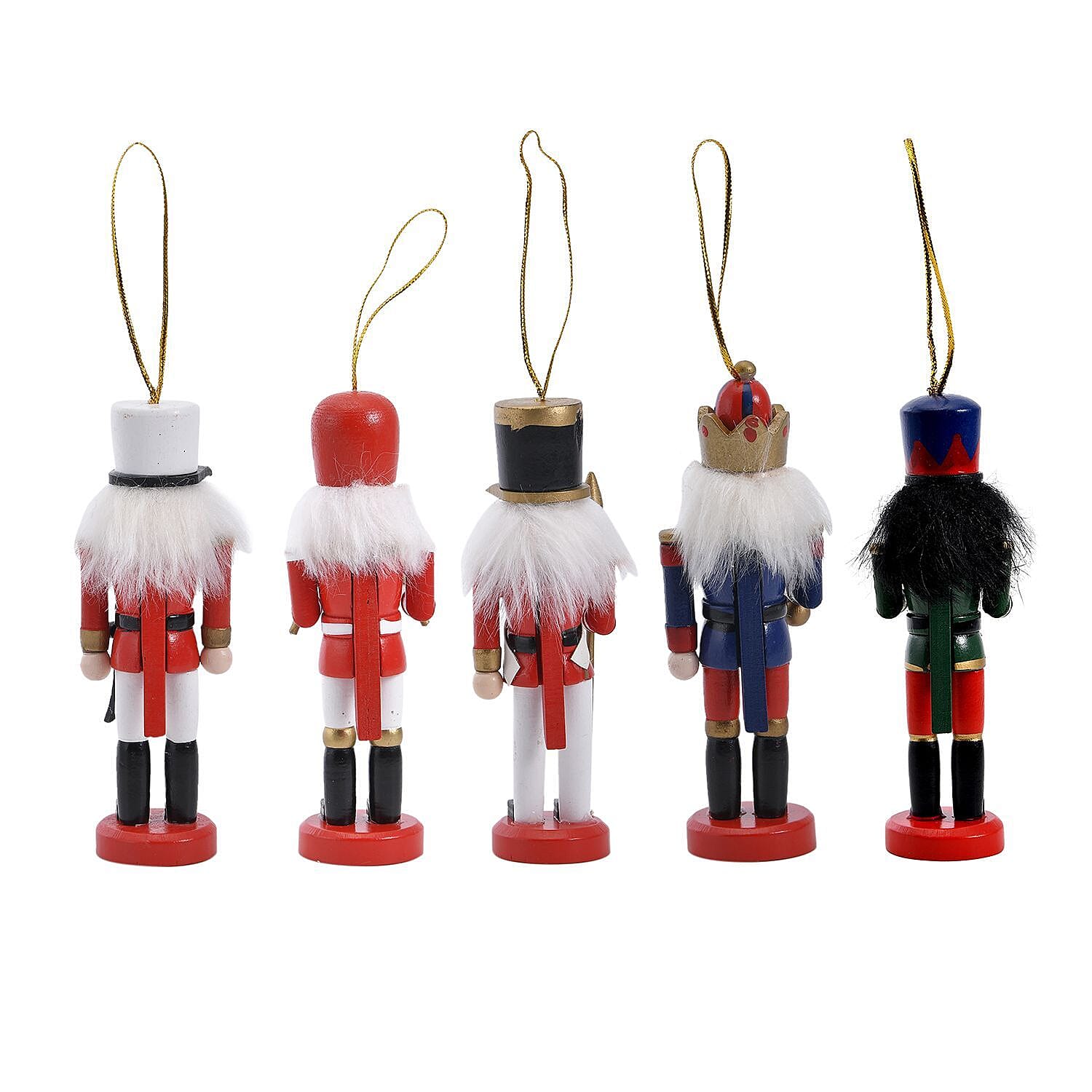 Set of 5 Hanging Wooden Soldier Shaped Nutcrackers - Multi