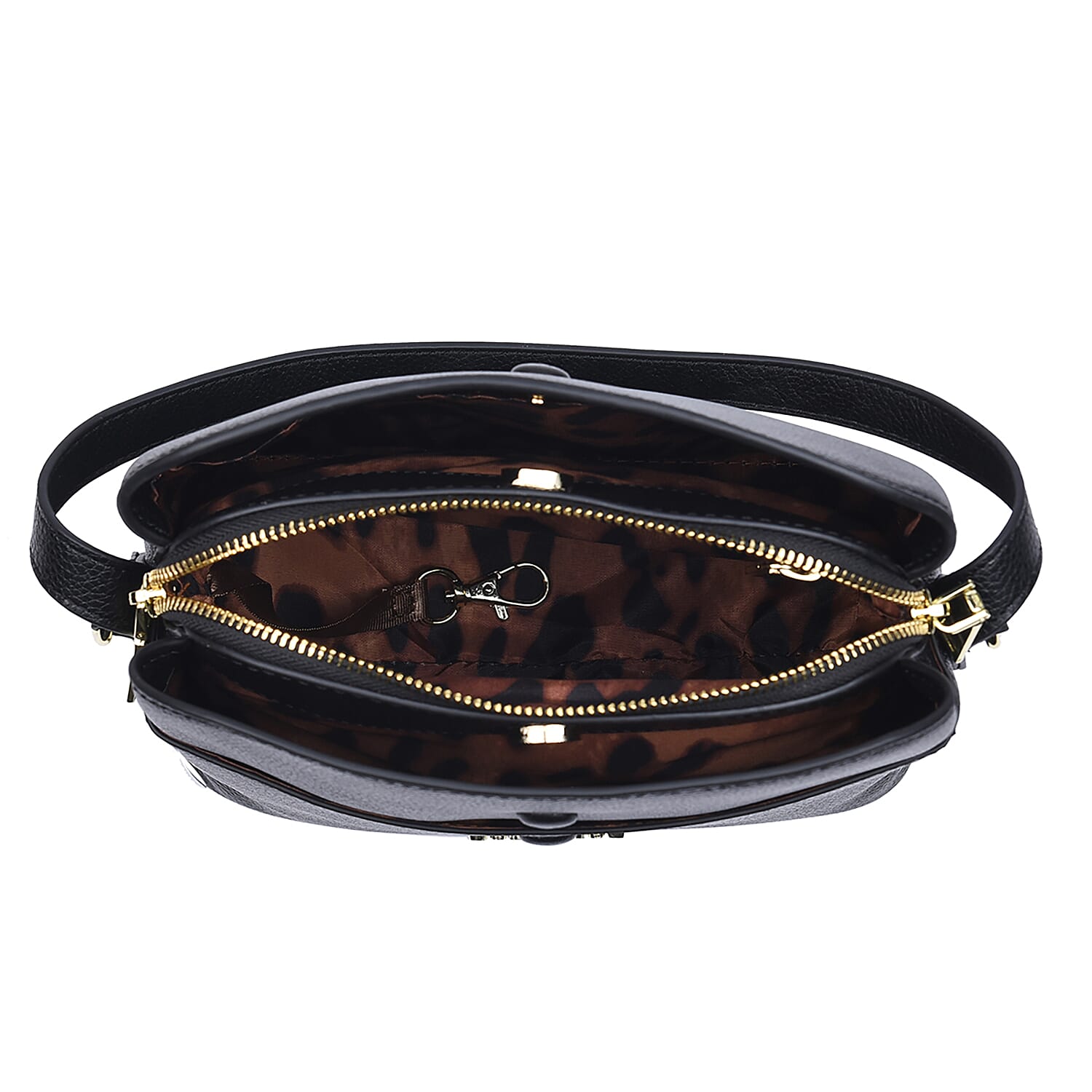 SENCILLEZ Genuine Leather Convertible Bag with Shoulder Strap - Black