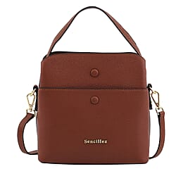 SENCILLEZ Genuine Leather Convertible Bag with Shoulder Strap - Black
