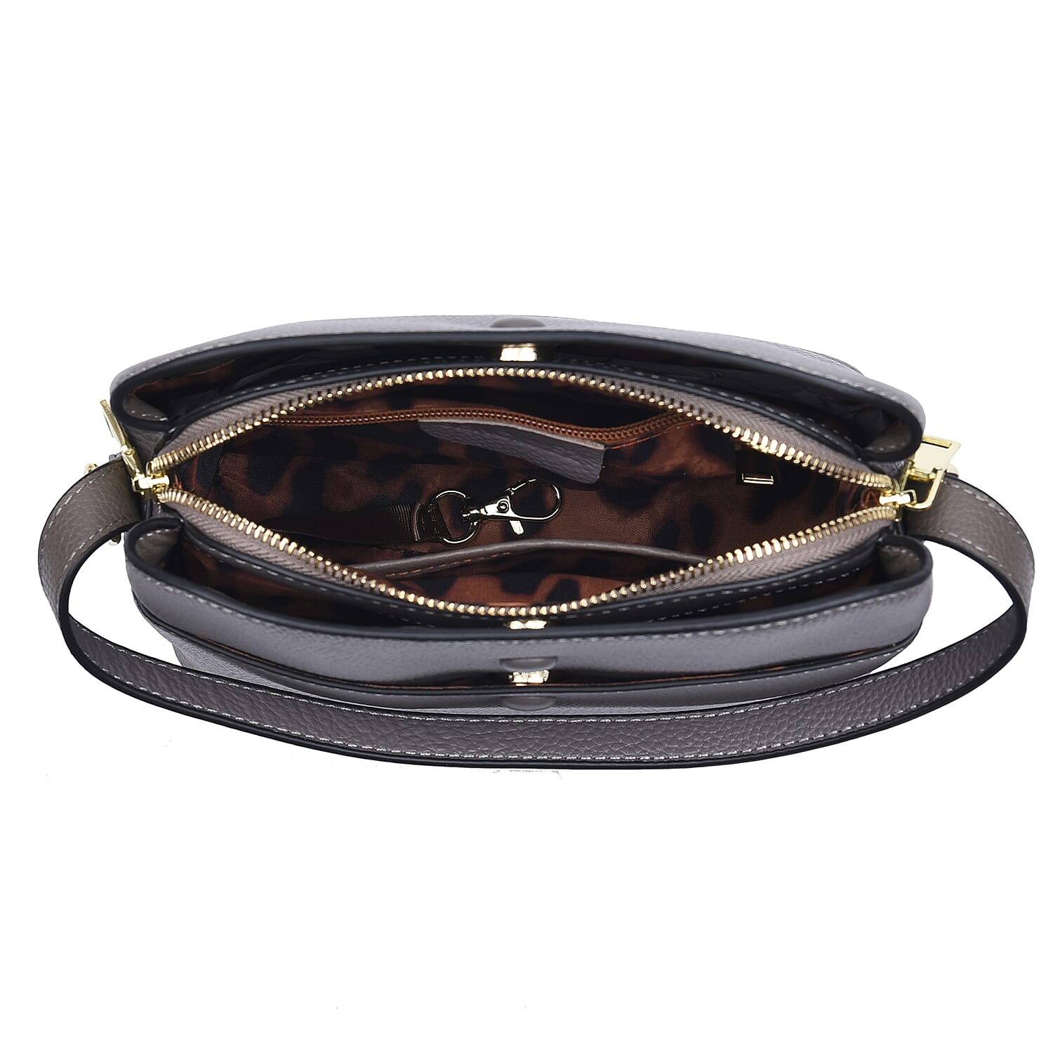 SENCILLEZ 100% Genuine Leather Convertible Bag with Shoulder Strap (Size 23x22x12 Cm) - Grey