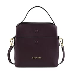 SENCILLEZ Genuine Leather Convertible Bag with Shoulder Strap - Black