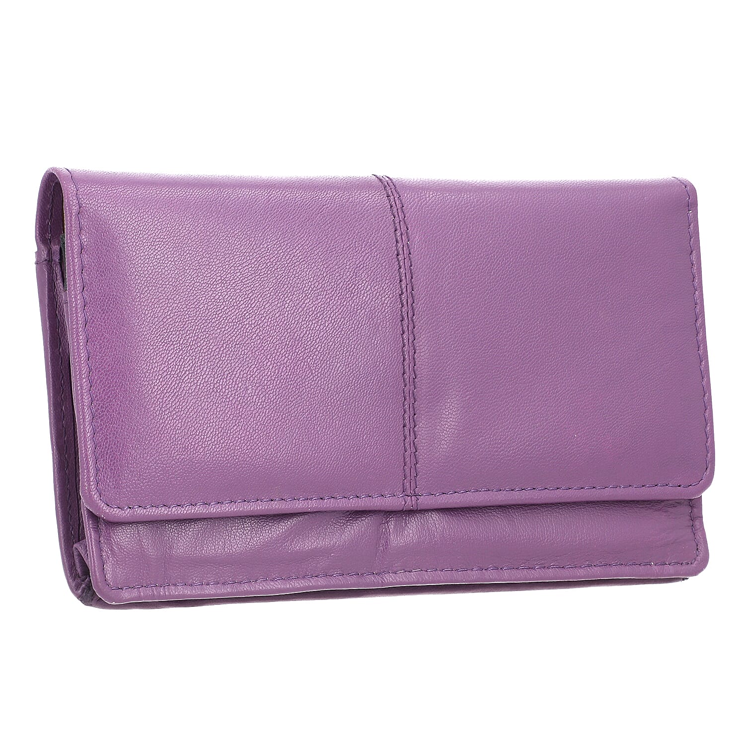 100% Genuine Leather RFID Protected Mobile Case Crossbody Wallet with Shoulder Strap (Size 19x11 Cm) - Purple