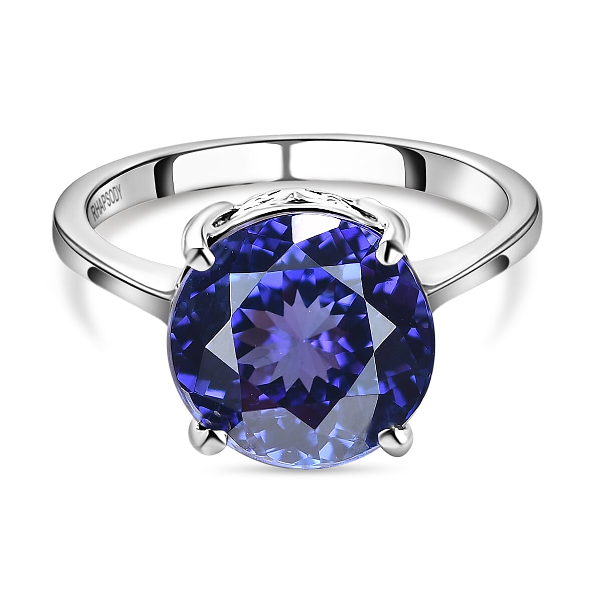 RHAPSODY 950 Platinum AAAA Tanzanite Solitaire Ring 5.00 Ct. Platinum Wt. 4.50 Gms.
