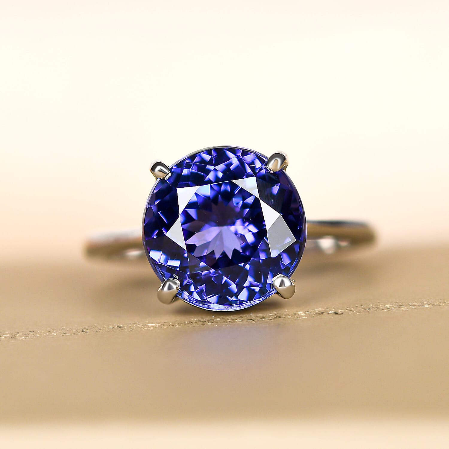 RHAPSODY 950 Platinum AAAA Tanzanite Solitaire Ring 5.00 Ct. Platinum Wt. 4.50 Gms.