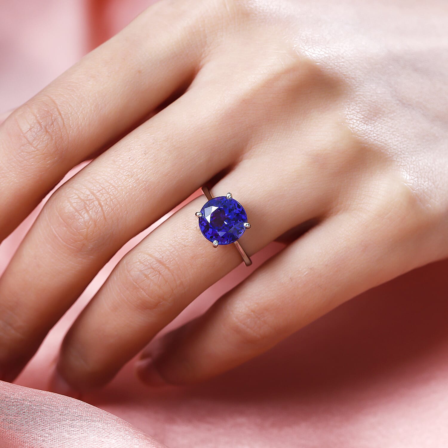 RHAPSODY 950 Platinum AAAA Tanzanite Solitaire Ring 5.00 Ct. Platinum Wt. 4.50 Gms.