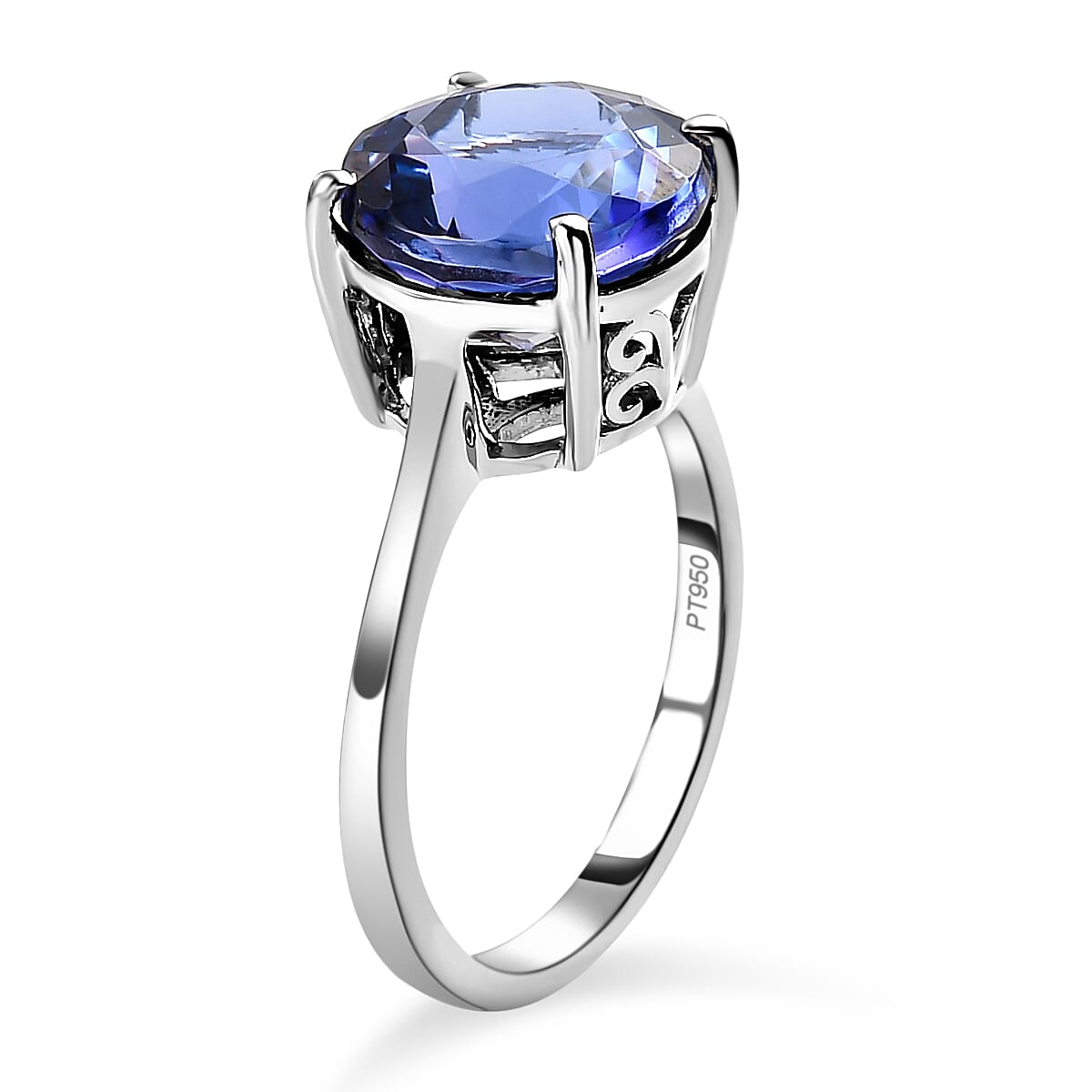 RHAPSODY 950 Platinum AAAA Tanzanite Solitaire Ring 5.00 Ct. Platinum Wt. 4.50 Gms.