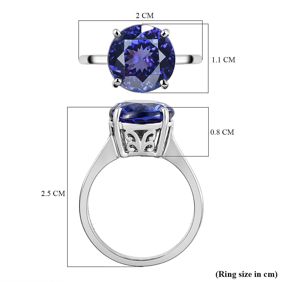 RHAPSODY 950 Platinum AAAA Tanzanite Solitaire Ring 5.00 Ct. Platinum Wt. 4.50 Gms.