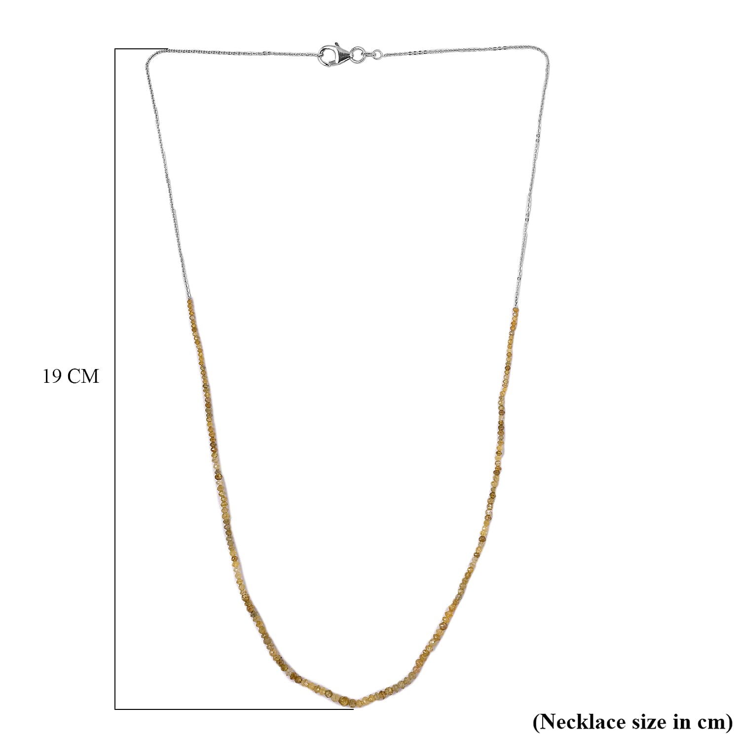Natural Yellow Diamond Bead Necklace (Size - 20) in Platinum Overlay Sterling Silver 10.00 Ct.