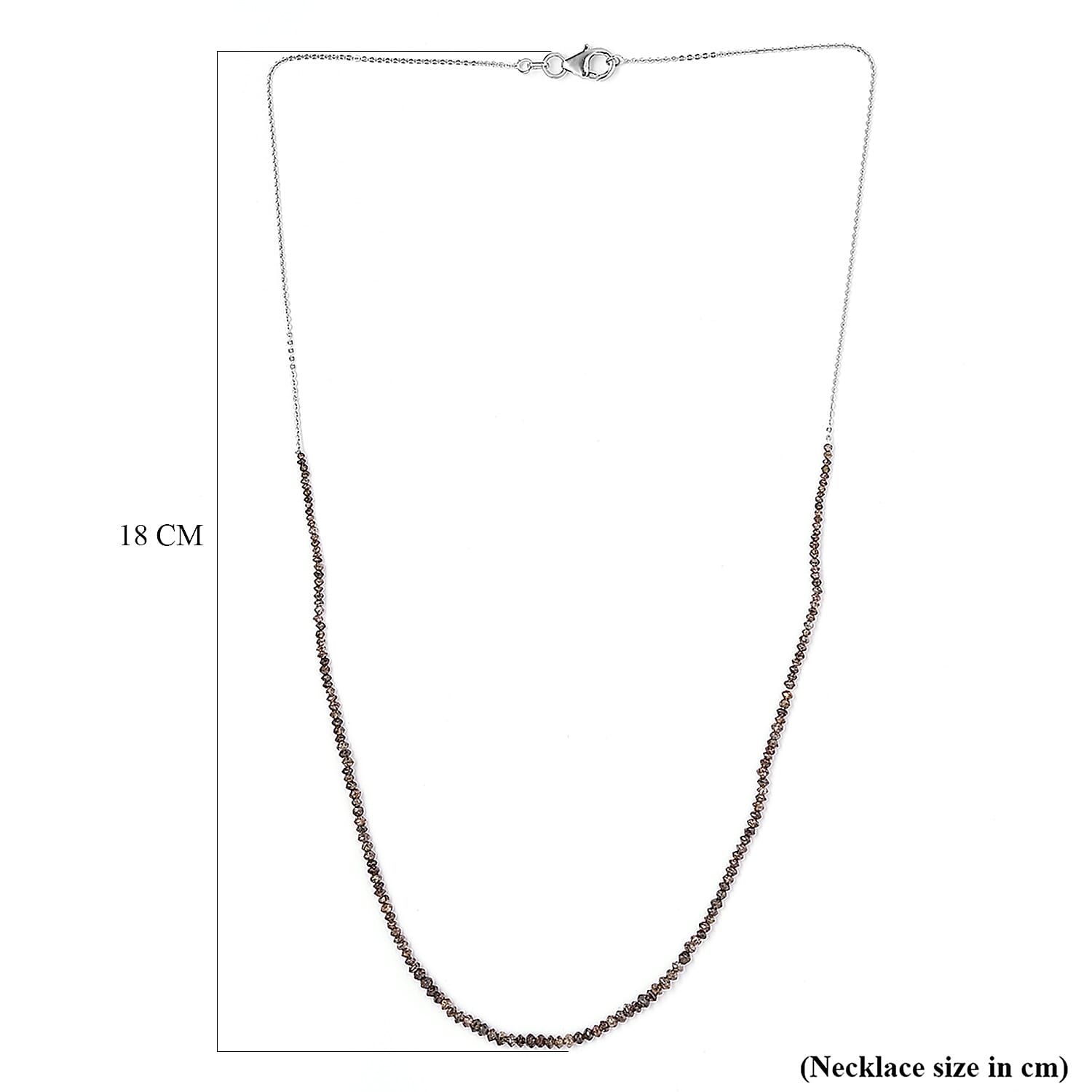 Natural Champagne Diamond Bead Necklace (Size - 20) in Platinum Overlay Sterling Silver 10.00 Ct.