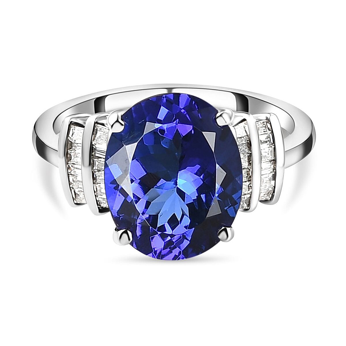 RHAPSODY 950 Platinum AAAA Tanzanite and Diamond (VS-E-F) Ring 3.47 Ct, Platinum Wt. 5.35 Gms