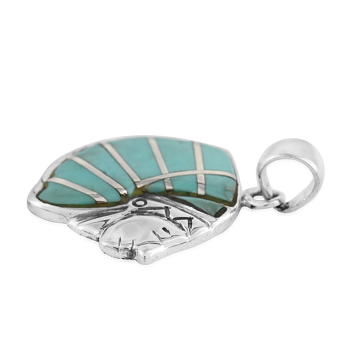 Santa Fe Collection - Turquoise Native Chief Face Pendant in Sterling Silver