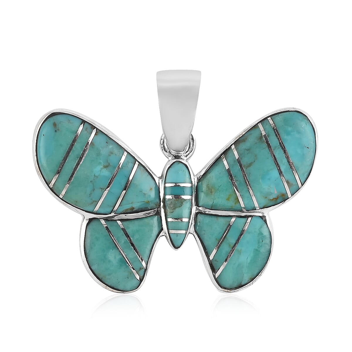 Santa Fe Collection - Turquoise Butterfly Pendant in Sterling Silver