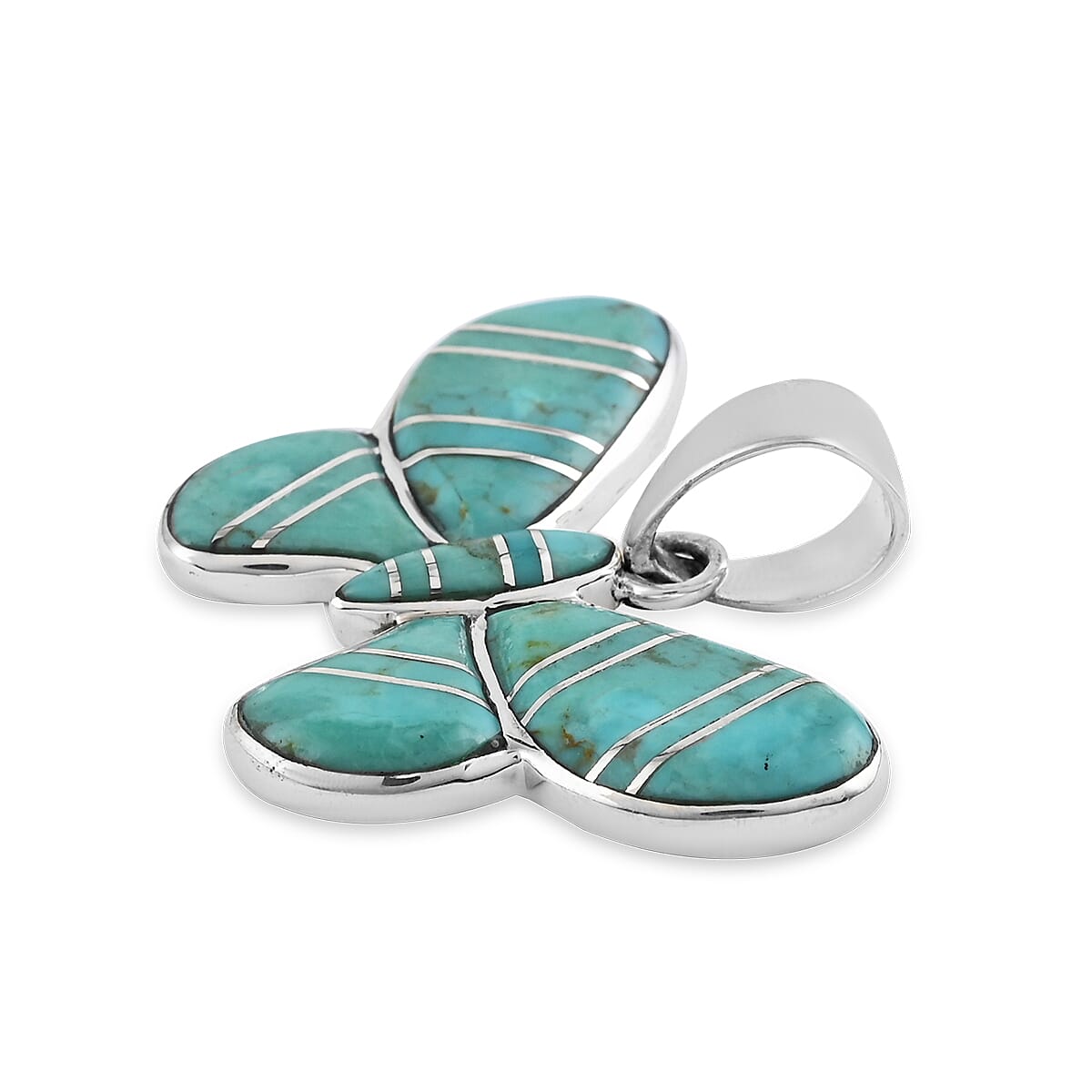 Santa Fe Collection - Turquoise Butterfly Pendant in Sterling Silver