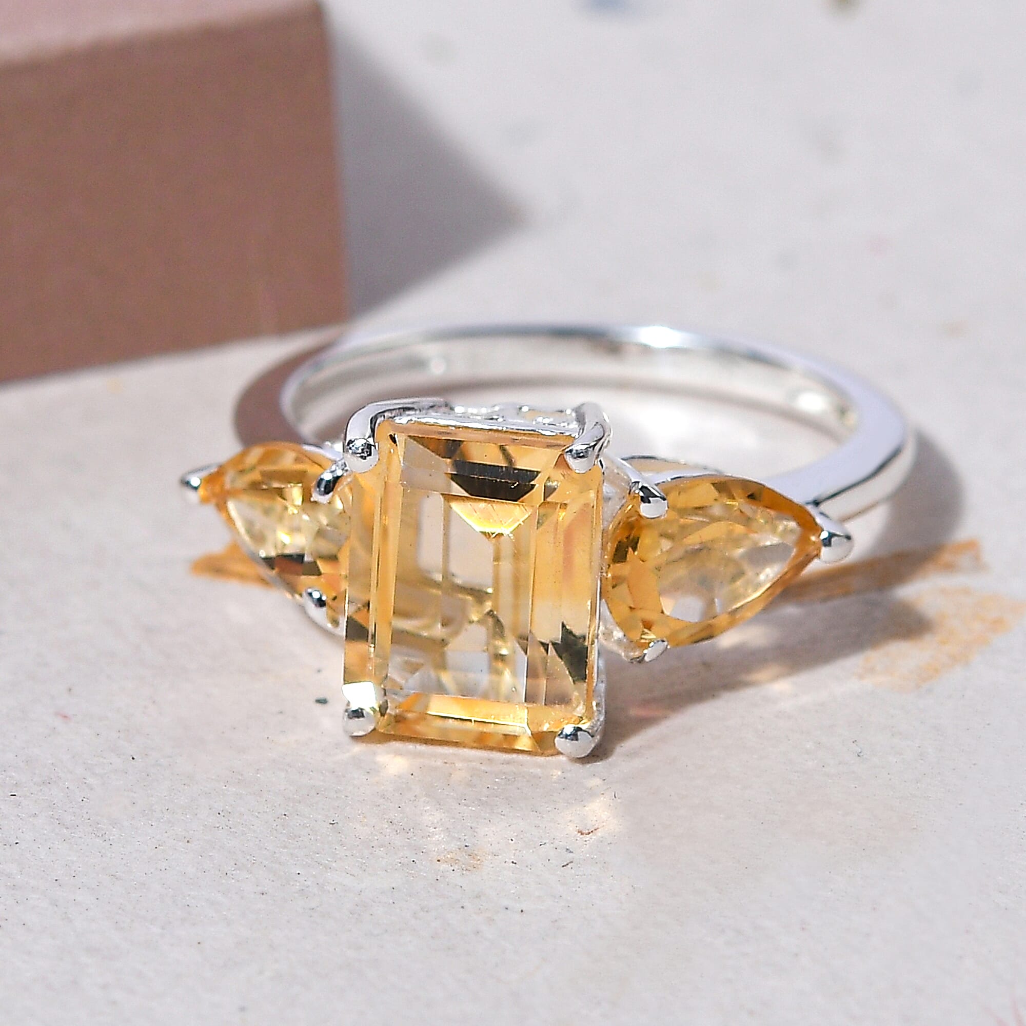 Citrine Trilogy Ring in Sterling Silver 3.58 Ct.