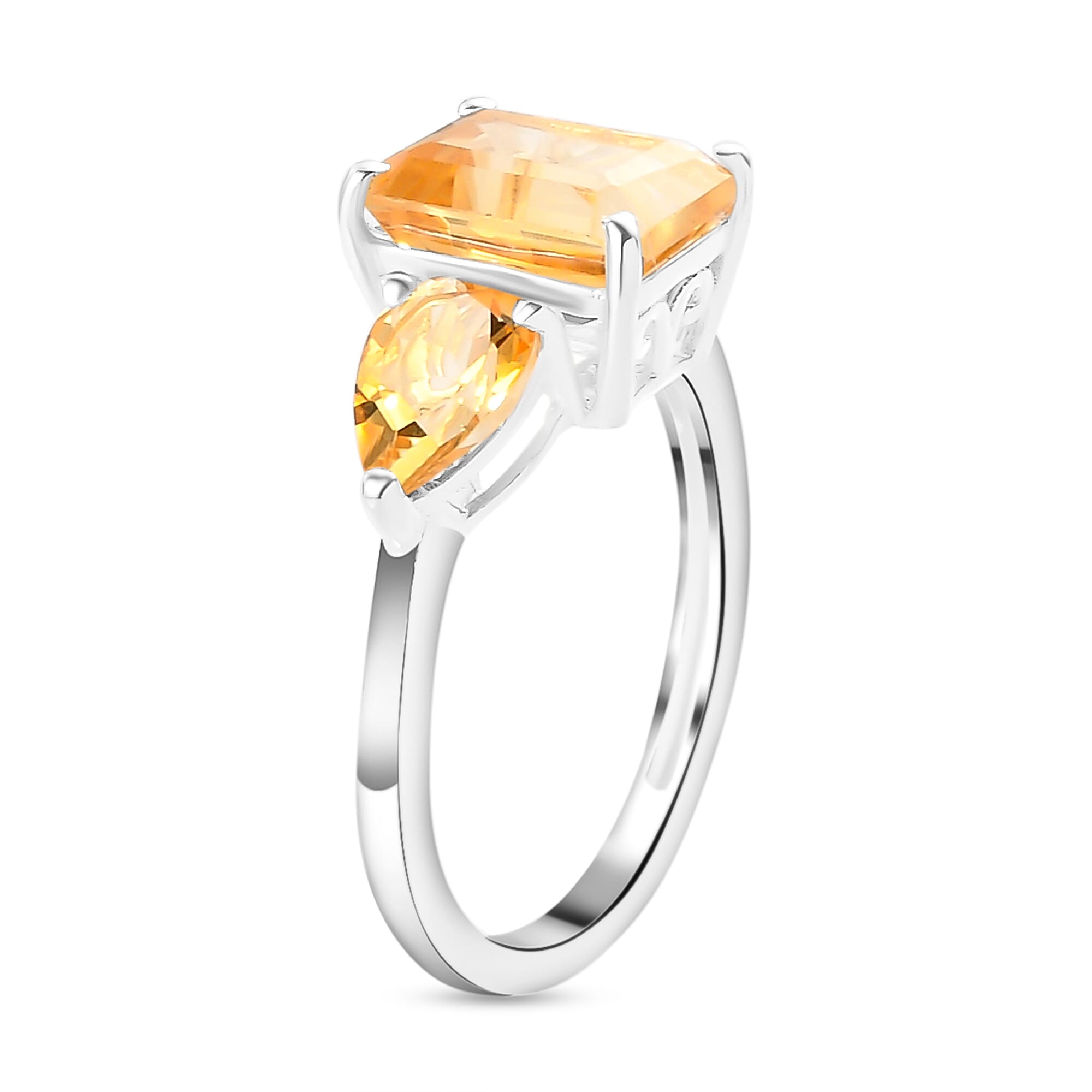 Citrine Trilogy Ring in Sterling Silver 3.58 Ct.