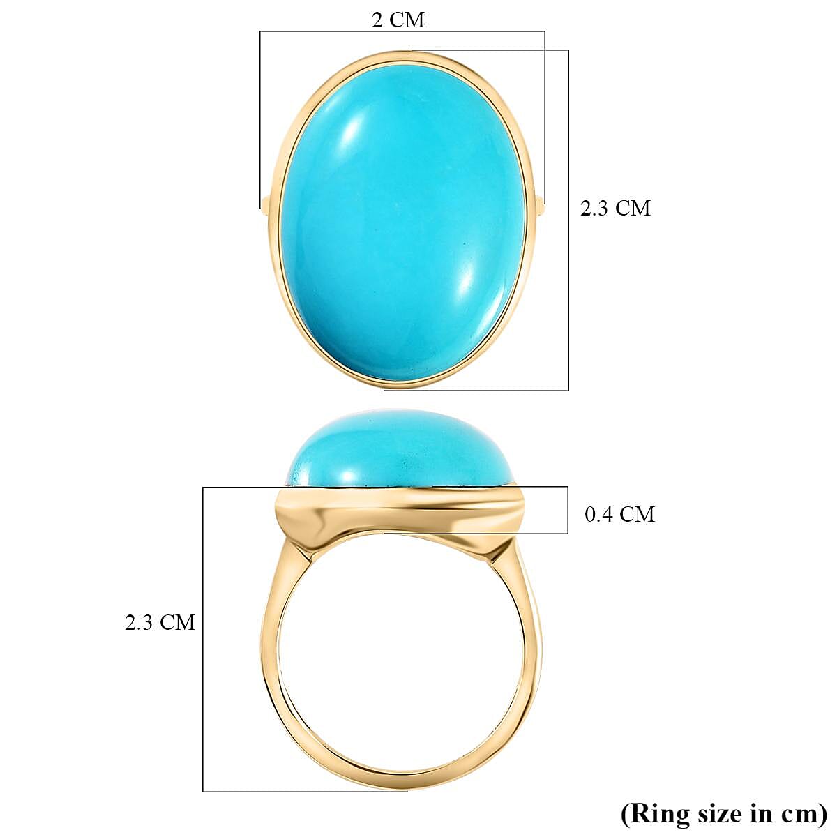 9K Yellow Gold AAA  Arizona Sleeping Beauty Turquoise Solitaire Ring 12.30 Ct.