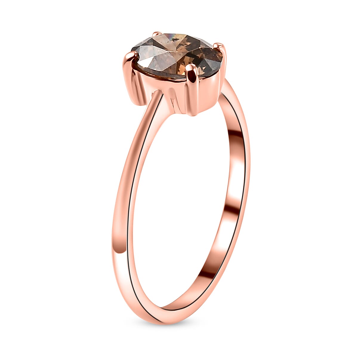 14K Rose Gold SGL Certified Natural Champagne Diamond (I1) Solitaire Ring 1.00 Ct.