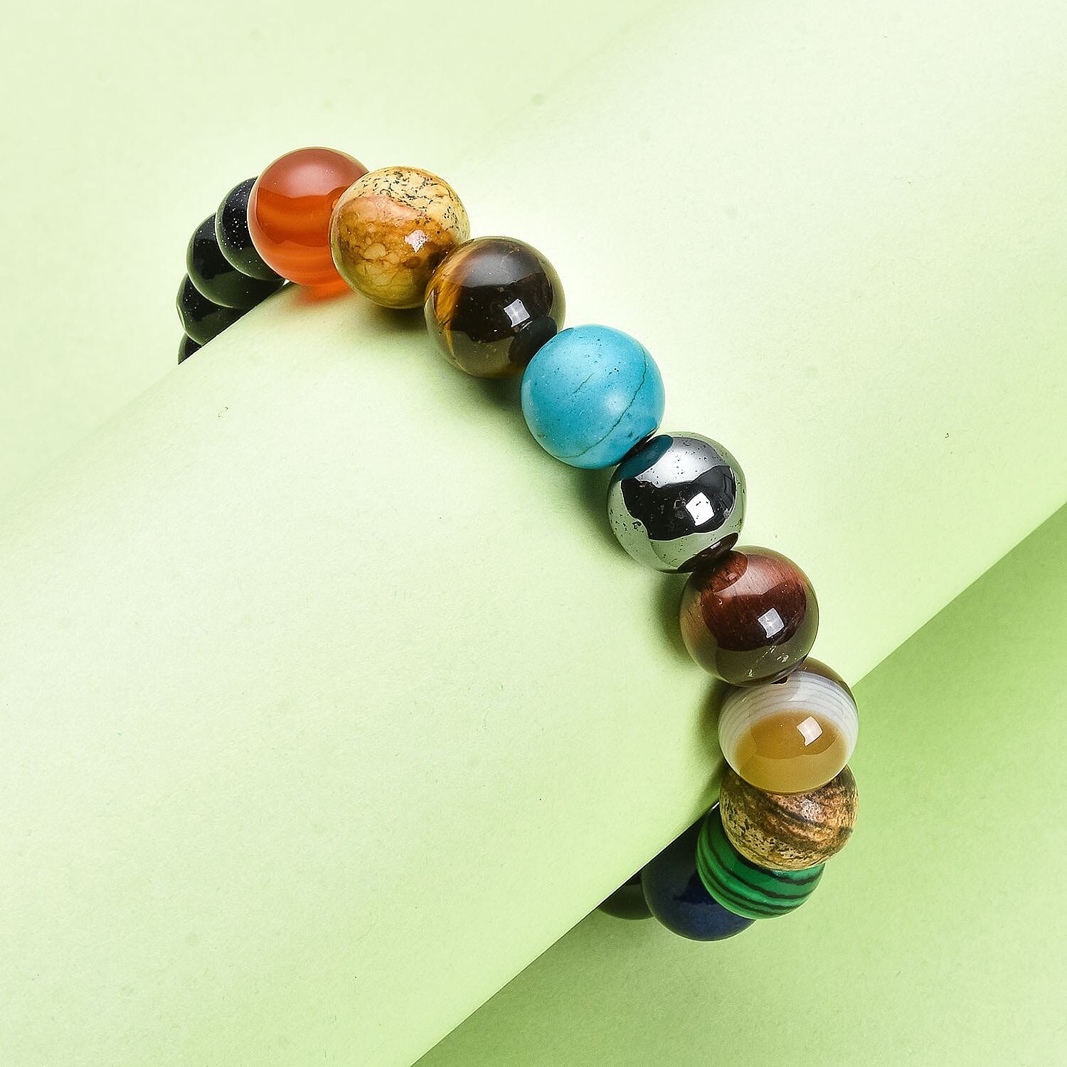 9 Planets Hematite and Multi Gemstones Beads Bracelet 120.50 Ct.