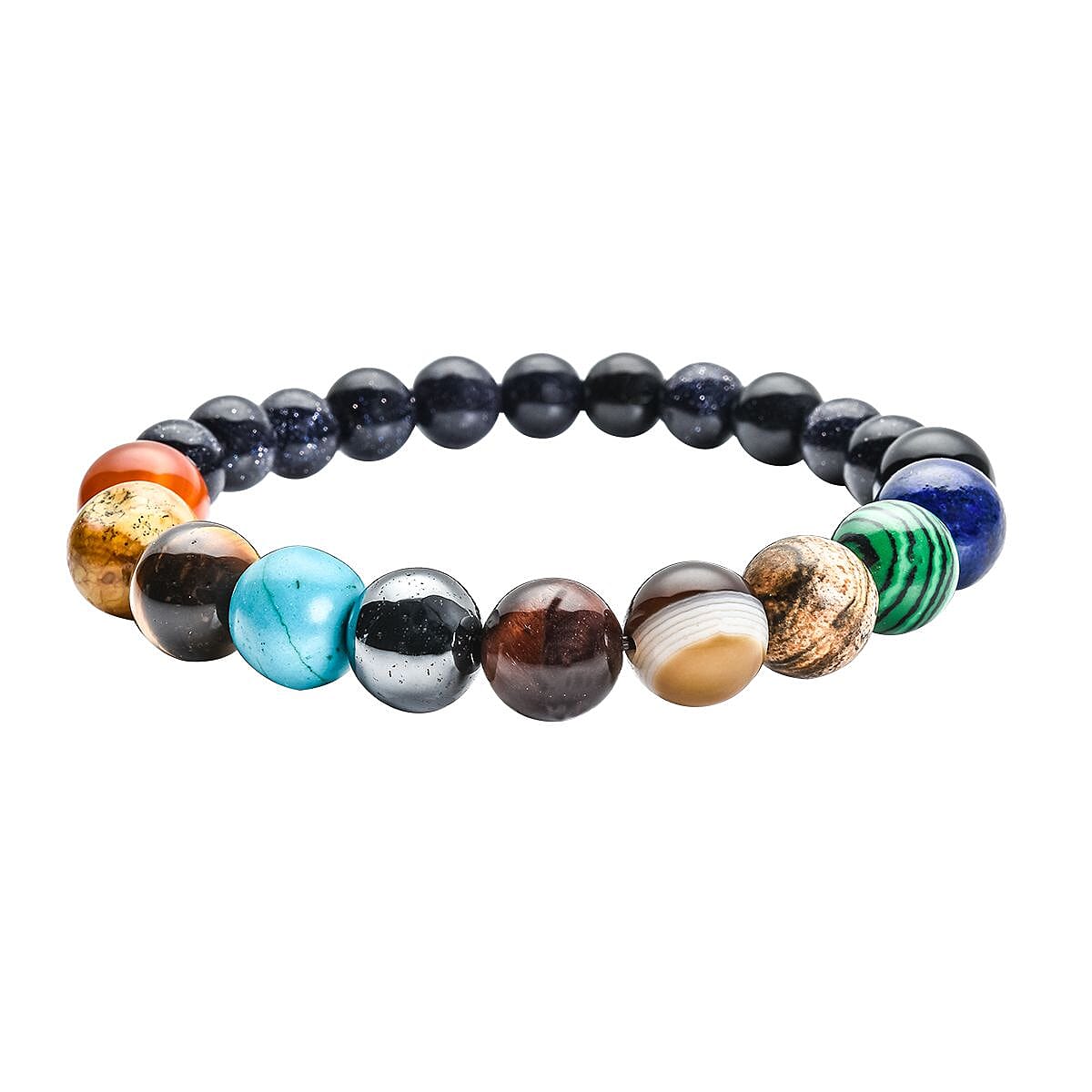 9 Planets Hematite and Multi Gemstones Beads Bracelet 120.50 Ct.