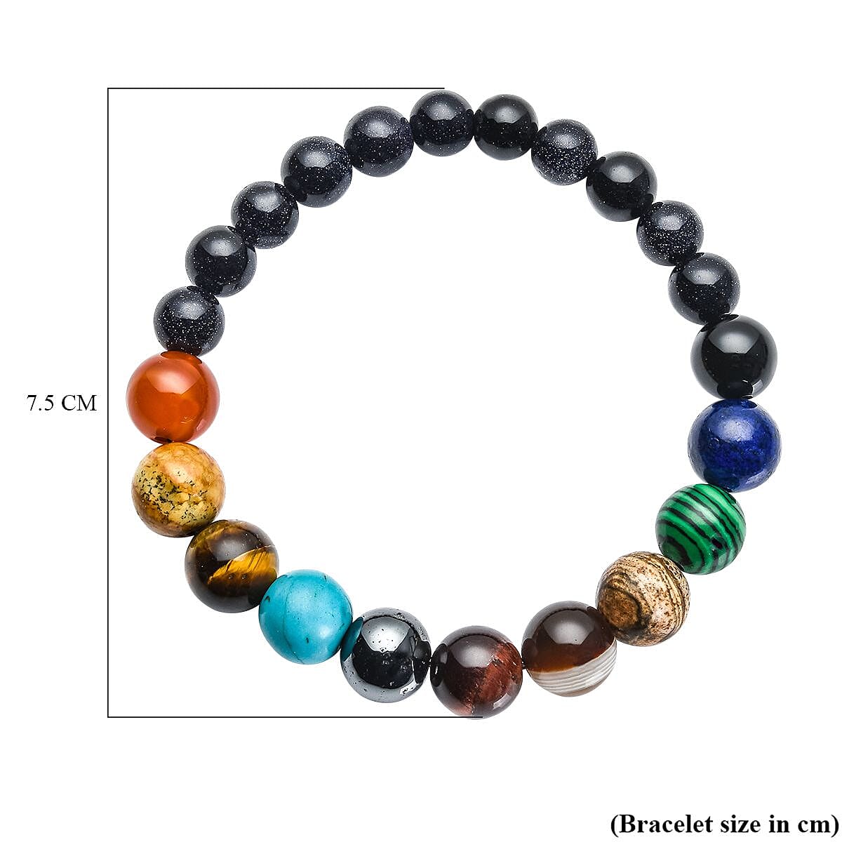 9 Planets Hematite and Multi Gemstones Beads Bracelet 120.50 Ct.