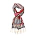 La Marey Merino 100% Merino Wool Patchwork and Chain Patterned Scarf (Size 175x66 cm ) - White & Multi