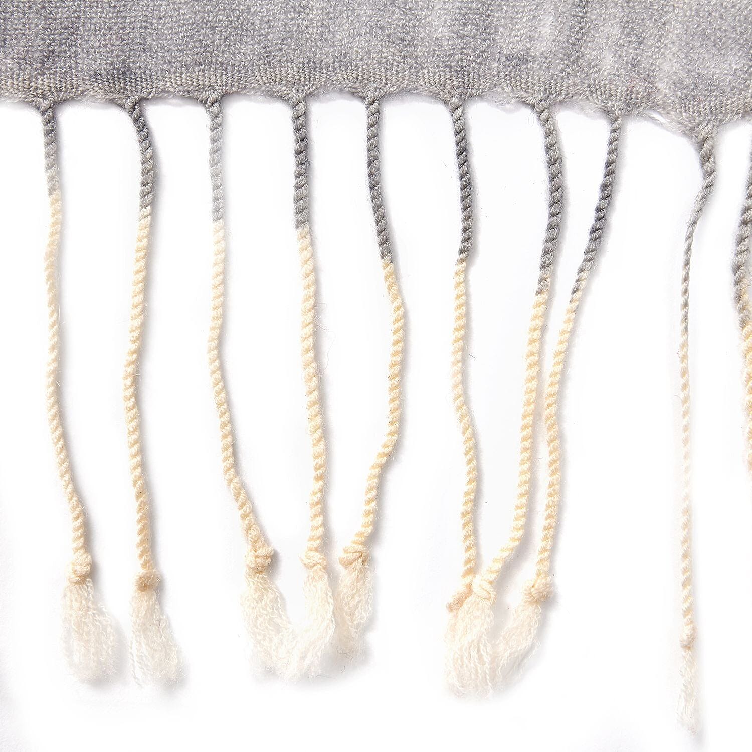 La Marey Merino 100% Merino Wool Patchwork and Chain Patterned Scarf (Size 175x66 cm ) - White & Multi