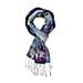 LA MAREY Merino Wool Flower Pattern Scarf - Light Blue