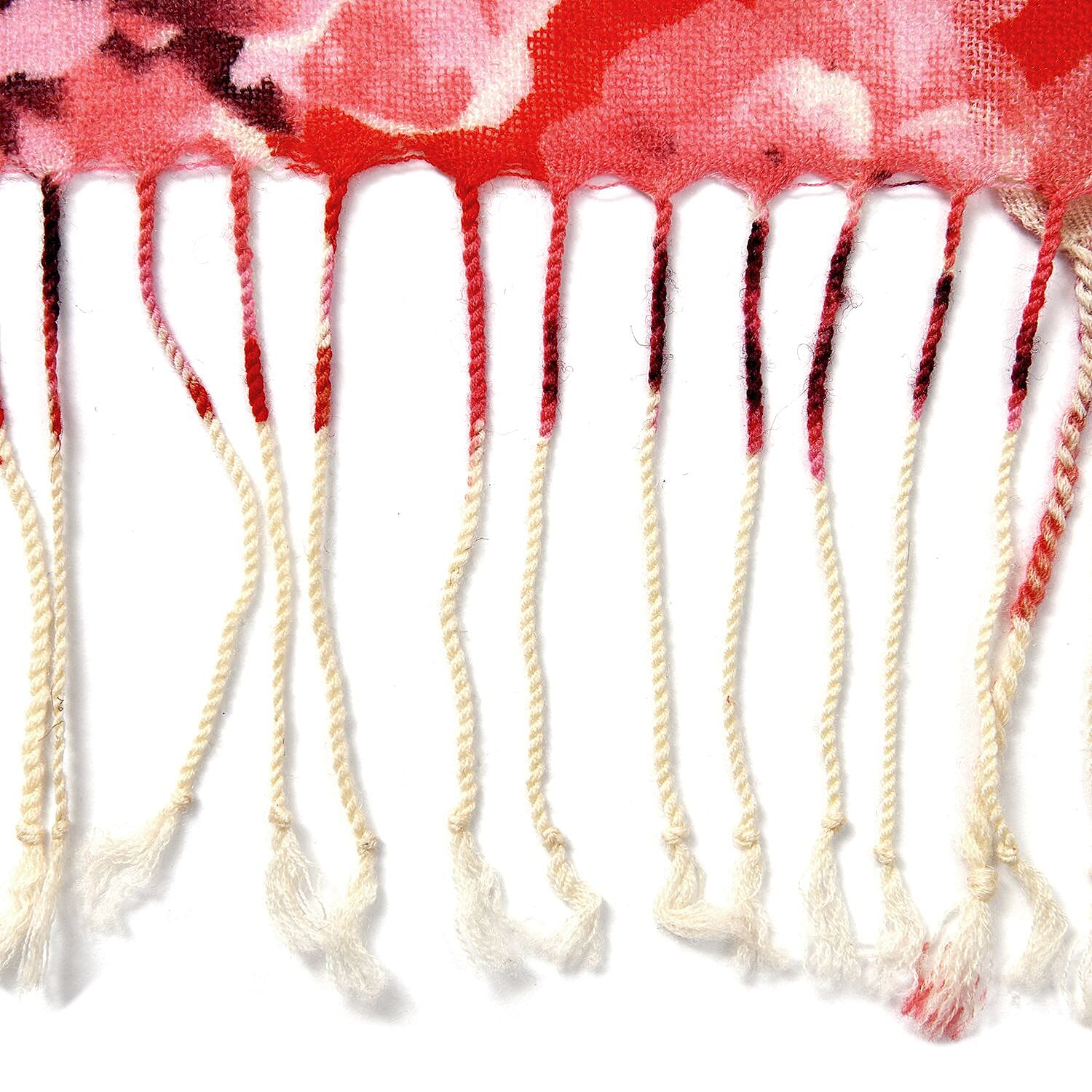 La Marey 100% Merino Wool Paisley and Peony Scarf (Size 175x66 Cm) - Red