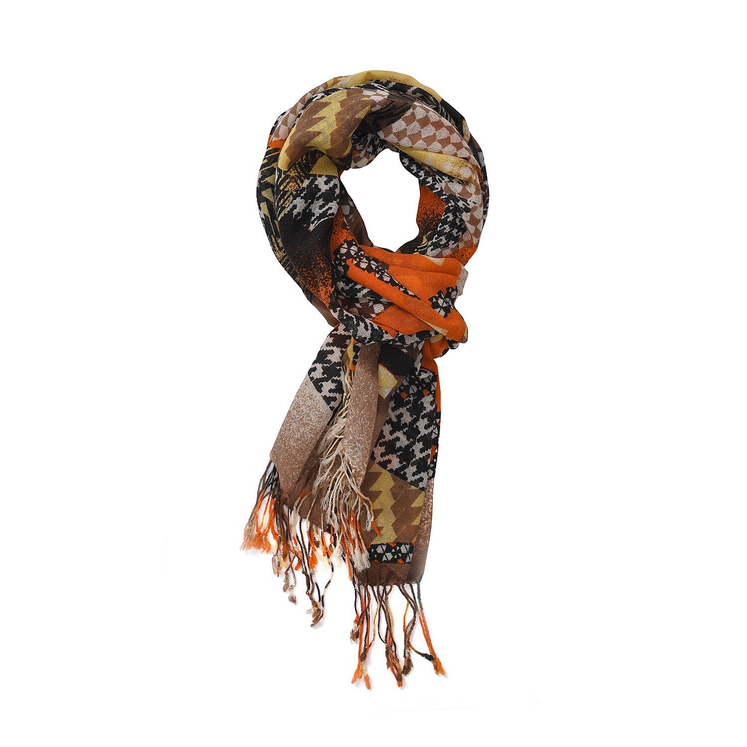 LA MAREY Merino Wool Baby Chick Pattern Scarf (Size 66x184 Cm) - Brown