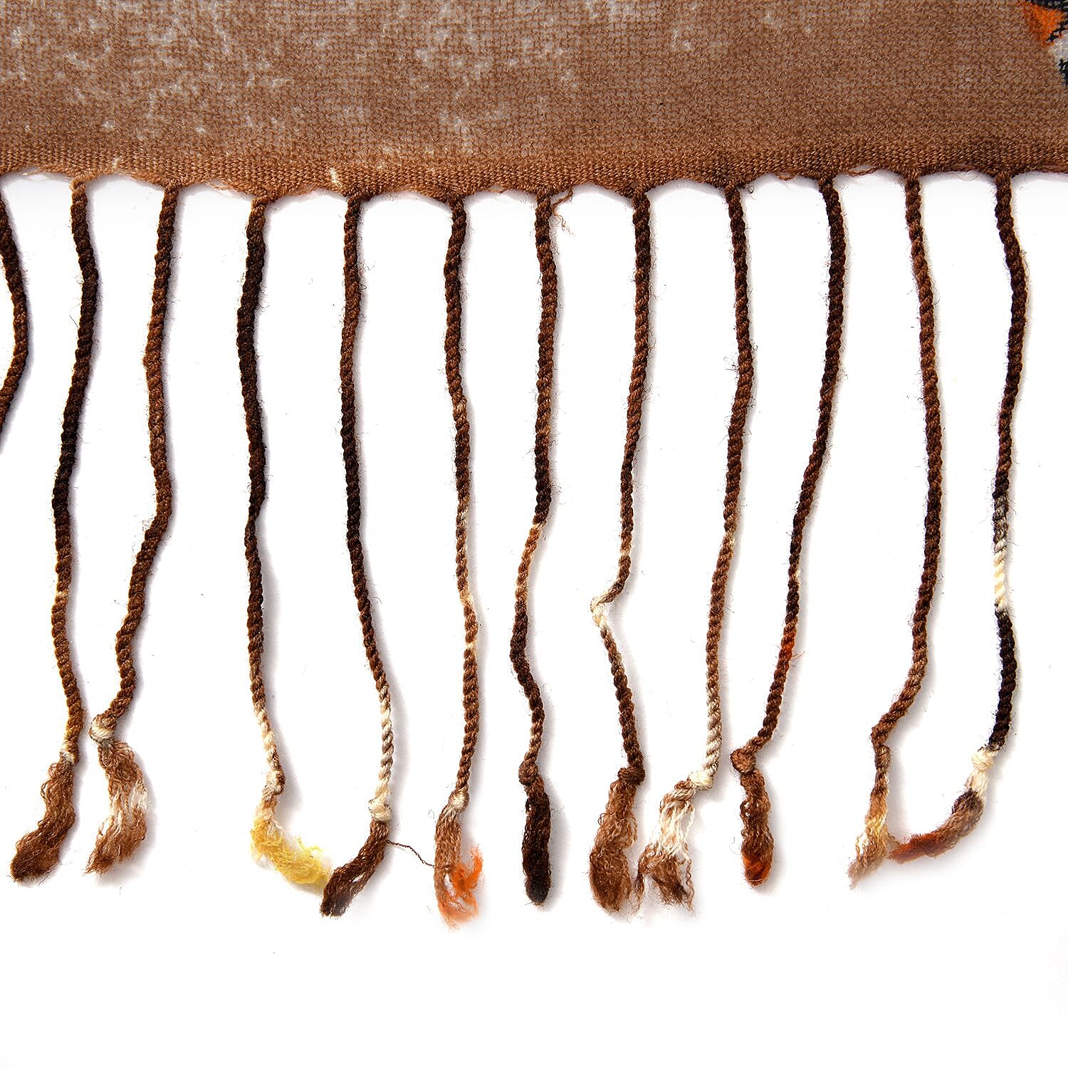 LA MAREY Merino Wool Baby Chick Pattern Scarf (Size 66x184 Cm) - Brown