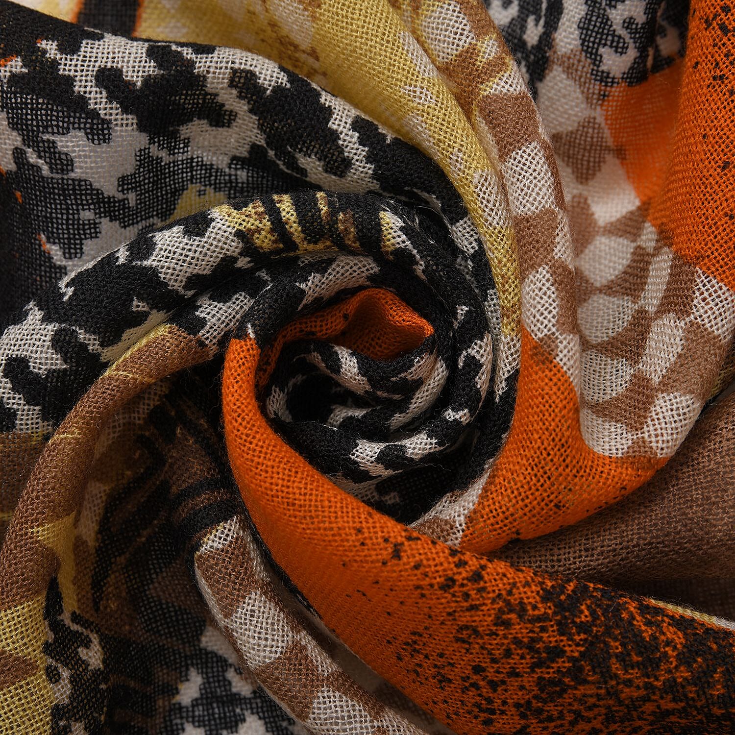 LA MAREY Merino Wool Baby Chick Pattern Scarf (Size 66x184 Cm) - Brown