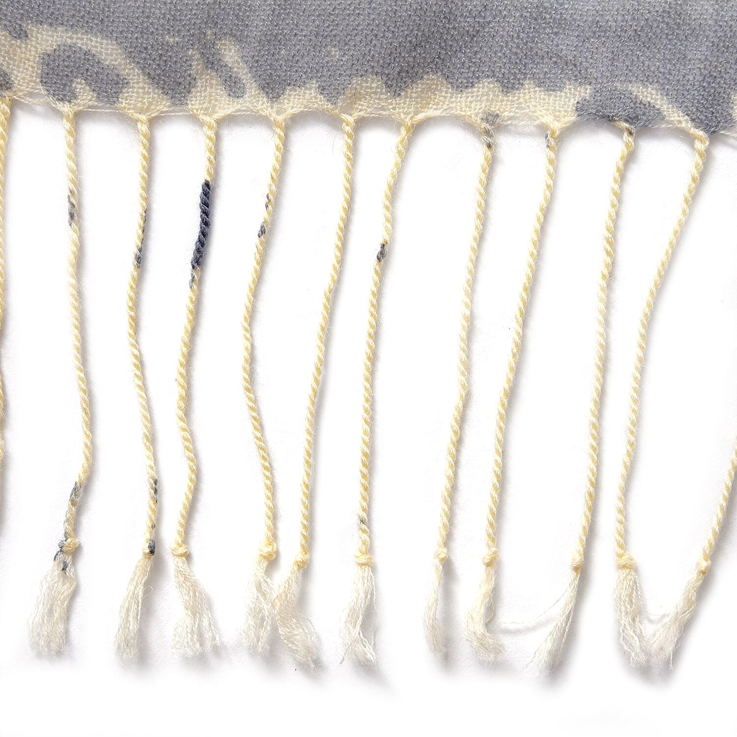 La Marey Merino Wool Patterned Scarf (Size 66x1 ) - Cream & Cream