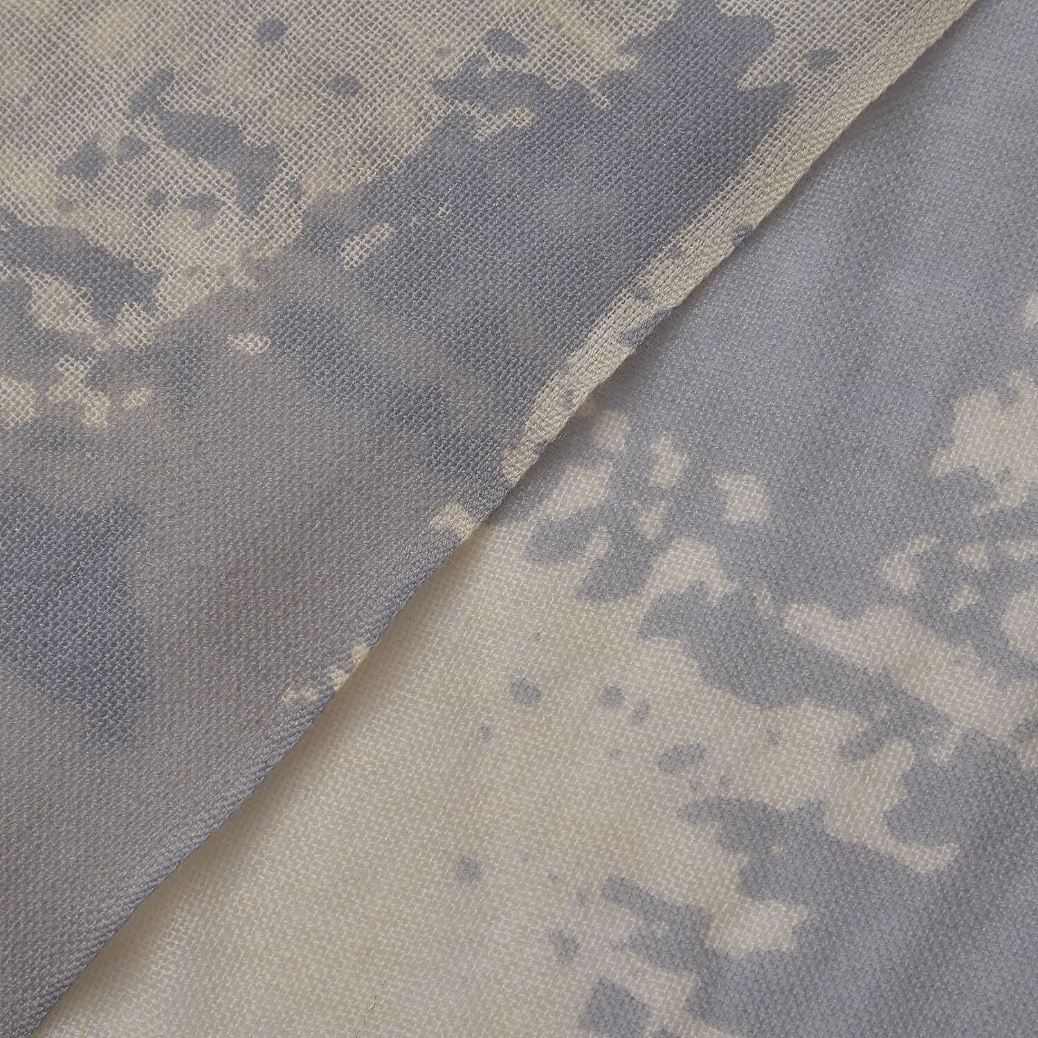 La Marey Merino Wool Patterned Scarf (Size 66x1 ) - Cream & Cream