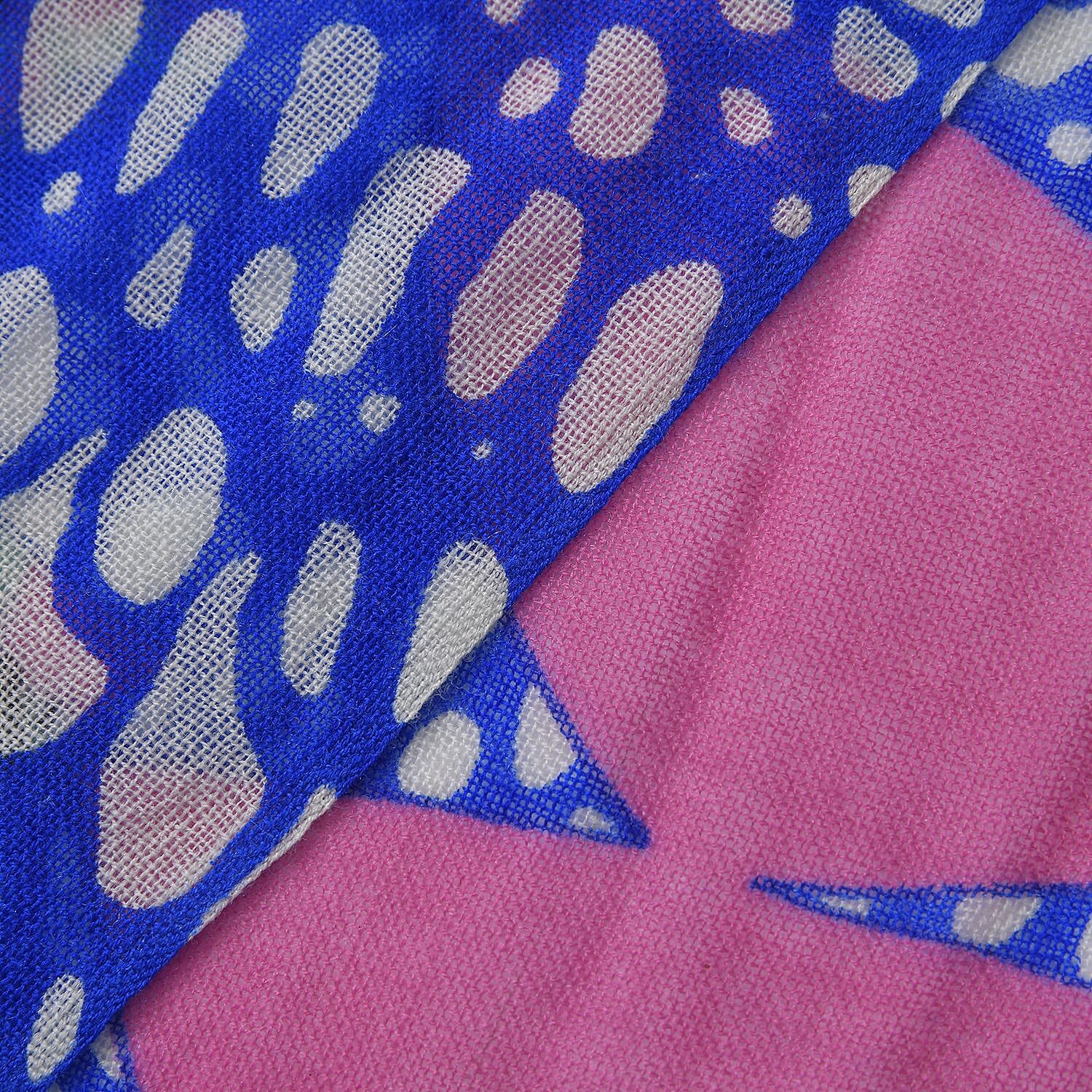 La Marey Merino Wool Art Scarf (Size 66x1 ) - Blue & Green