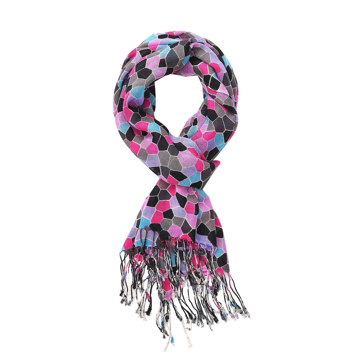 LA MAREY Merino Wool Honeycomb Pattern Scarf (Size 66x184 Cm) -