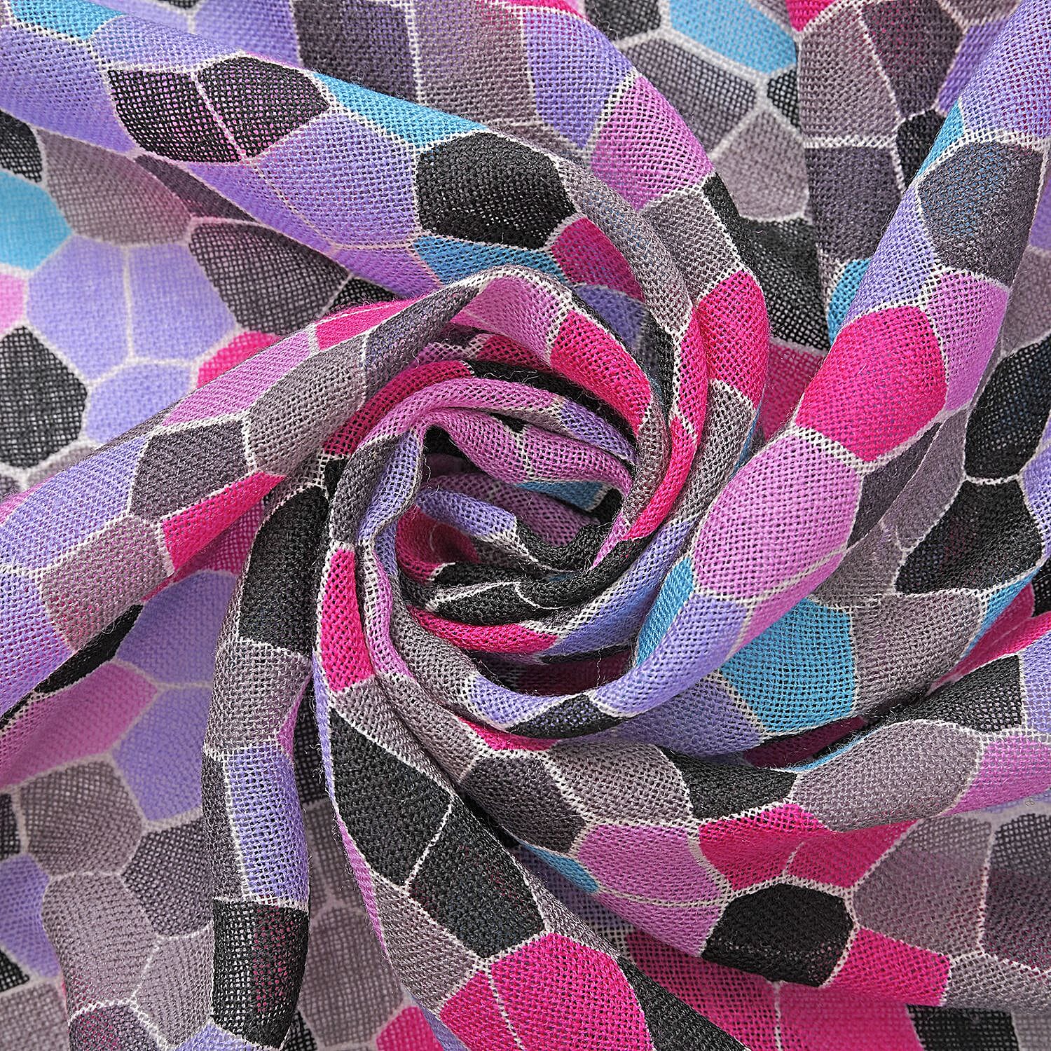 LA MAREY Merino Wool Honeycomb Pattern Scarf (Size 66x184 Cm) -