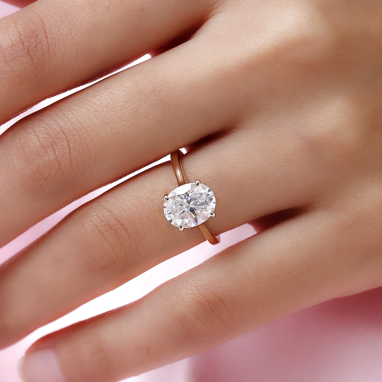 9K Yellow Gold Moissanite Solitaire Ring 2.69 Ct.