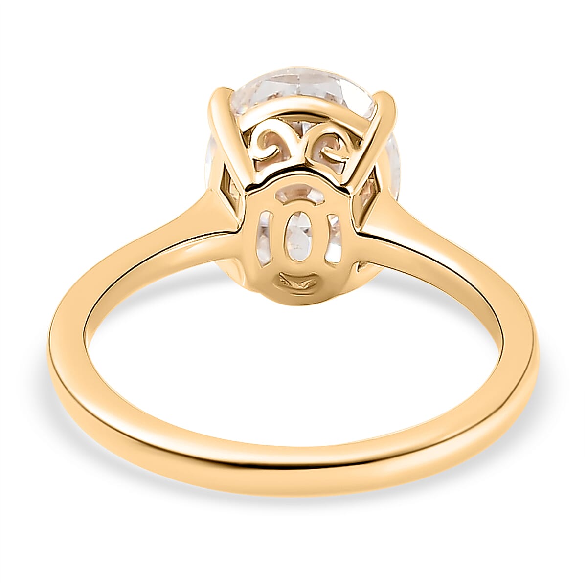 9K Yellow Gold Moissanite Solitaire Ring 2.69 Ct.