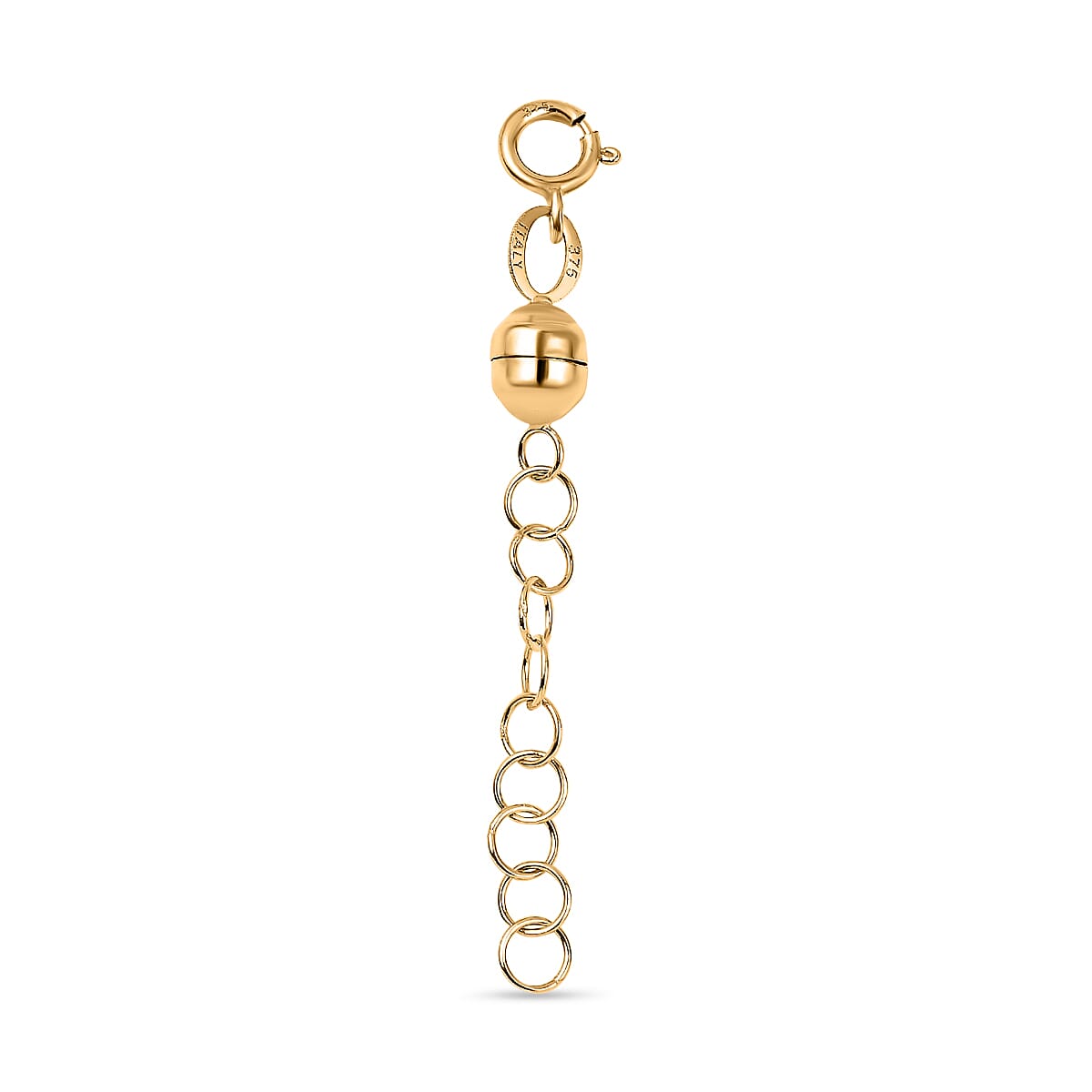 9K Yellow Gold Spring Ring Clasp, Magnetic Lock With 1 Inch Extender