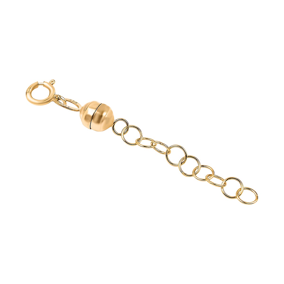 9K Yellow Gold Spring Ring Clasp, Magnetic Lock With 1 Inch Extender
