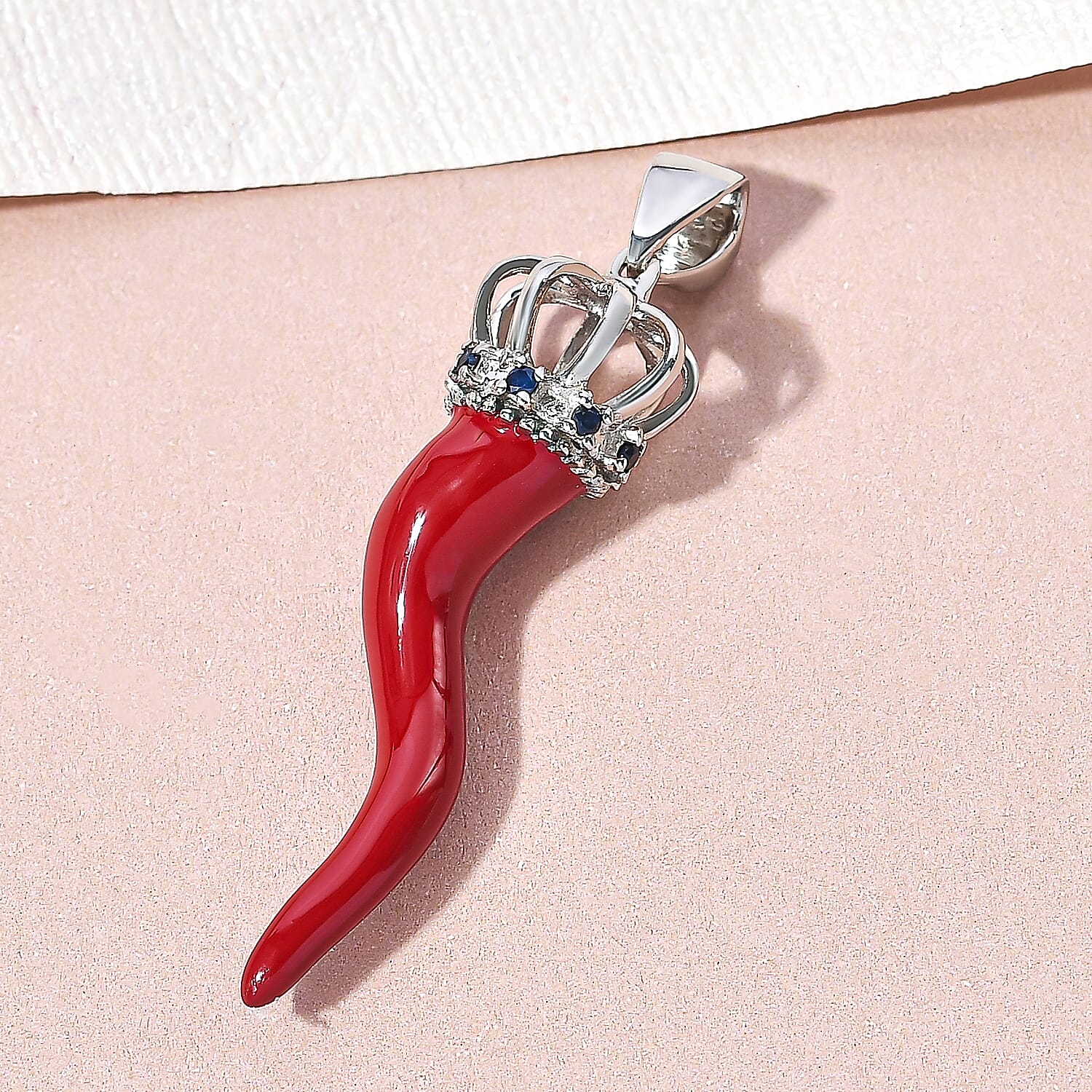 GP Pepper Collection - Blue Sapphire Enamelled Pendant in Platinum Overlay Sterling Silver