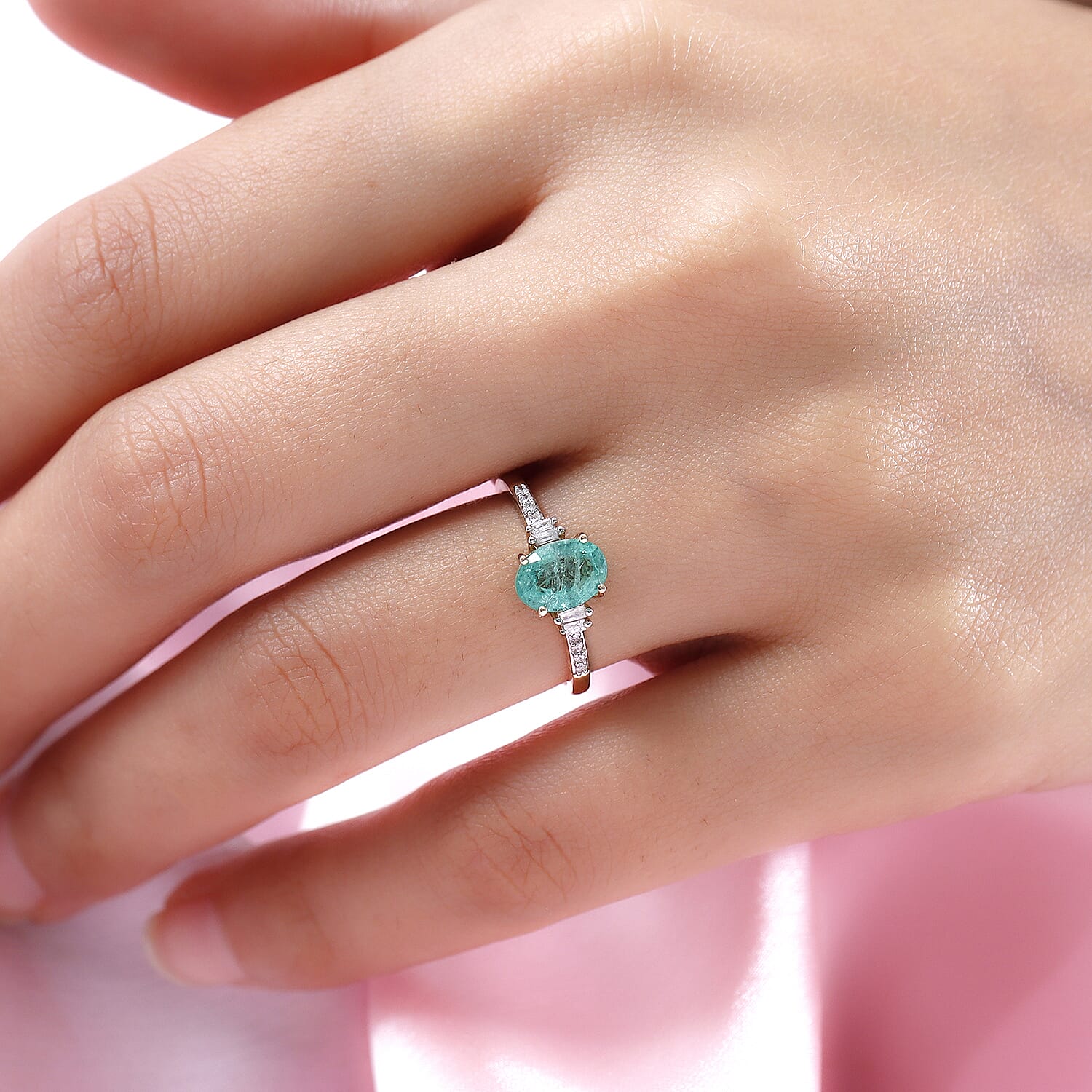 9K Yellow Gold Premium Emerald and Diamond Ring 1.11 Ct.