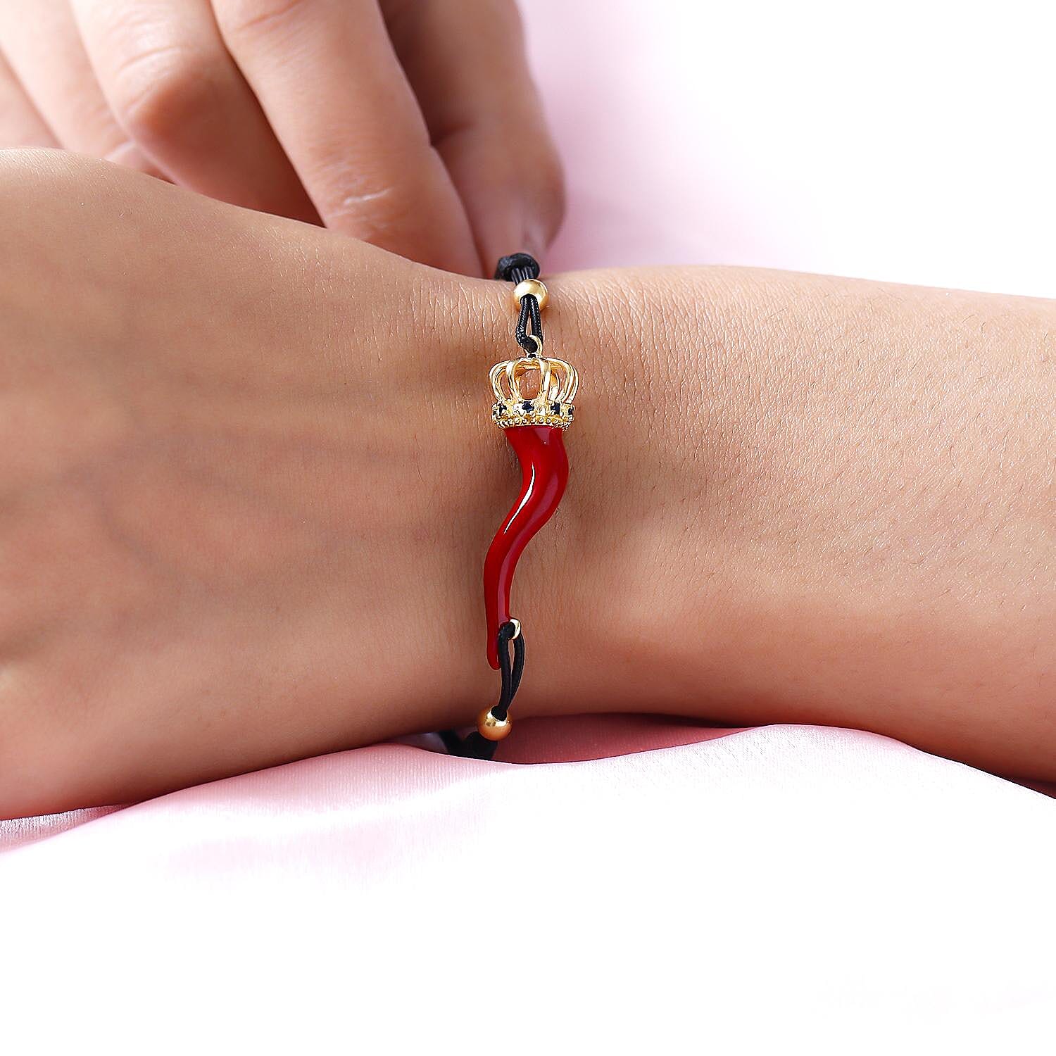 GP Pepper Collection - Blue Sapphire Bracelet (Size - 6.5-9 Inch Adjustable ) in Vermeil Yellow Gold Overlay Sterling Silver