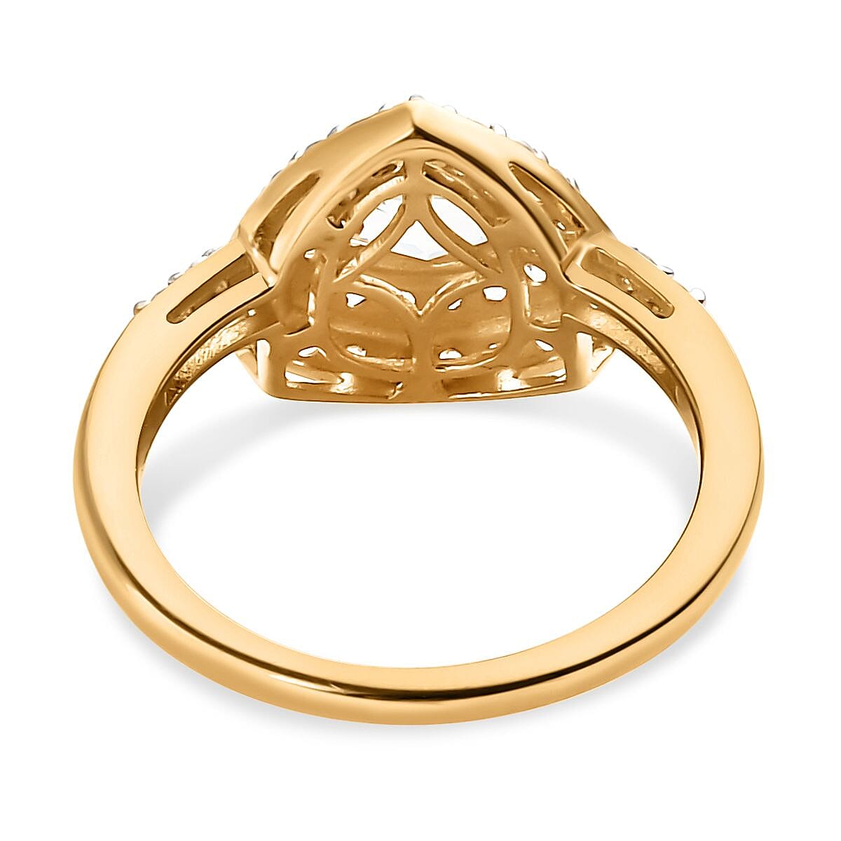 Turkizite and Natural Zircon Ring in Yellow Gold Vermeil Plated Sterling Silver 1.70 Ct.